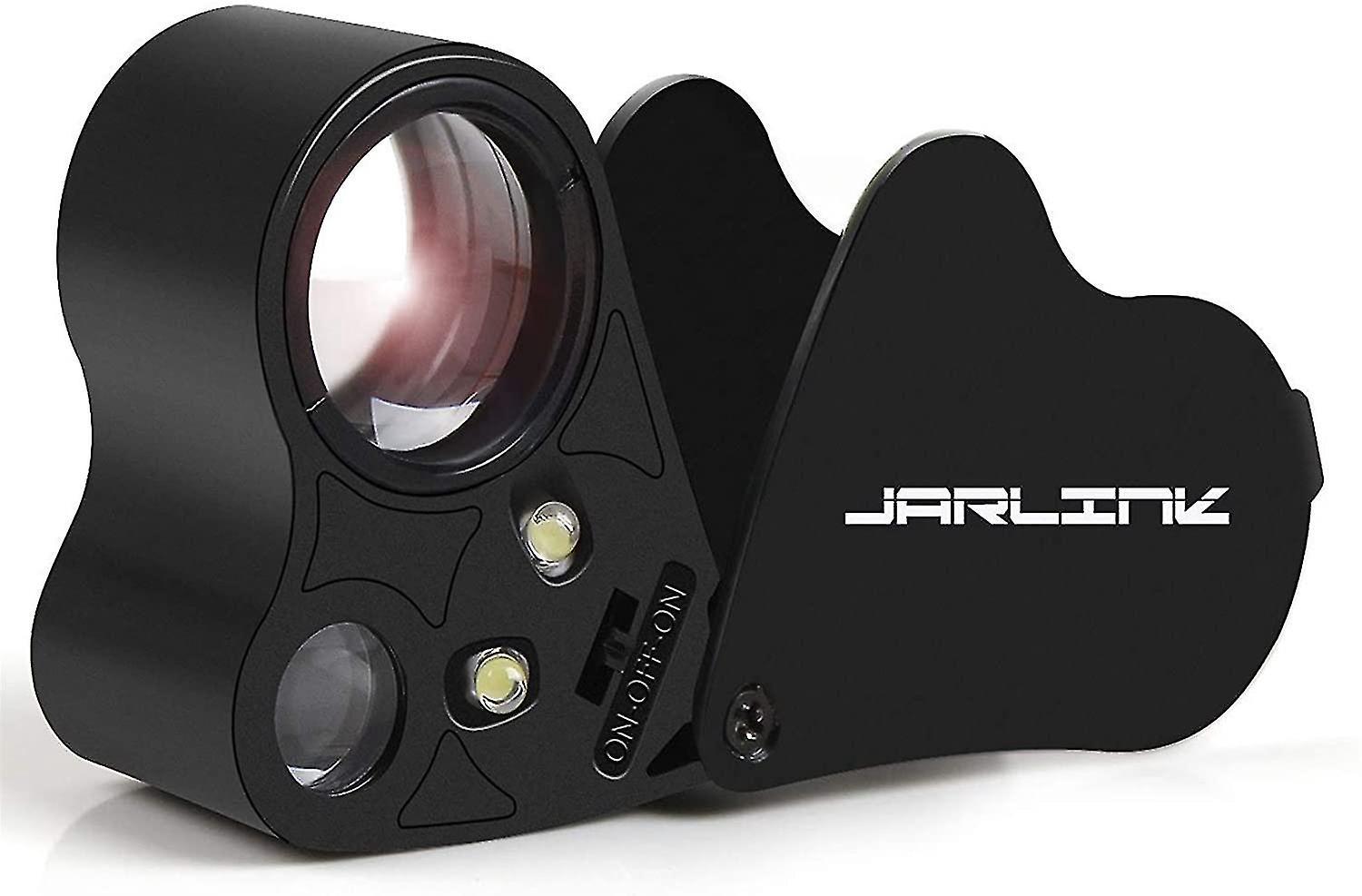 Loupe de bijoutier pliable avec éclairage LED, lentilles 30x 22 mm et 60x 12 mm, pochette fournie