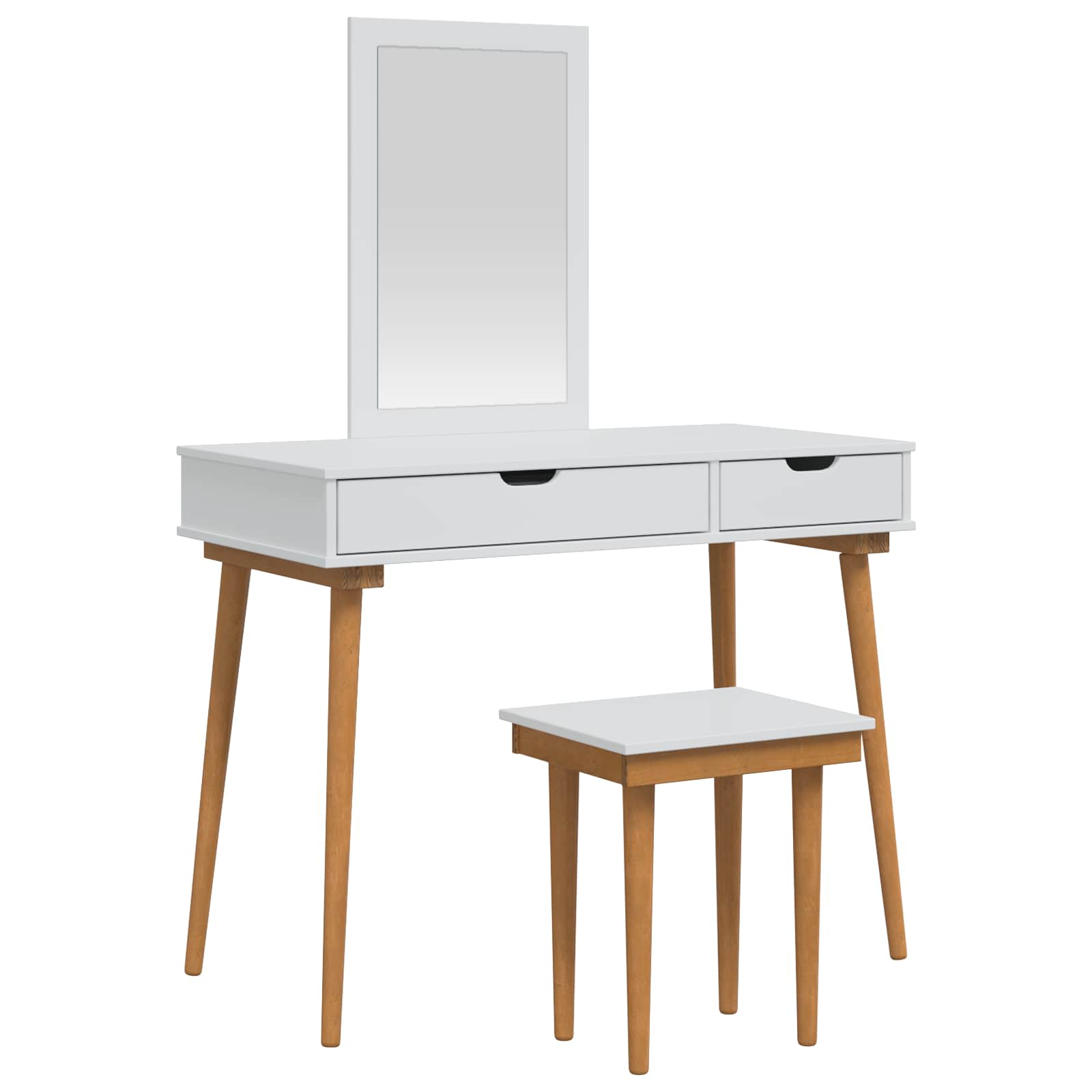 Vidaxl Weiß Dressing Table Set Fauske 3 Pcs White 100 X 50 X 143 Cm