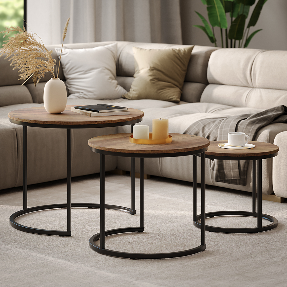 Set De Tables Basses Montreal, Bois, 55x55cm 3 Pièces, Vicco