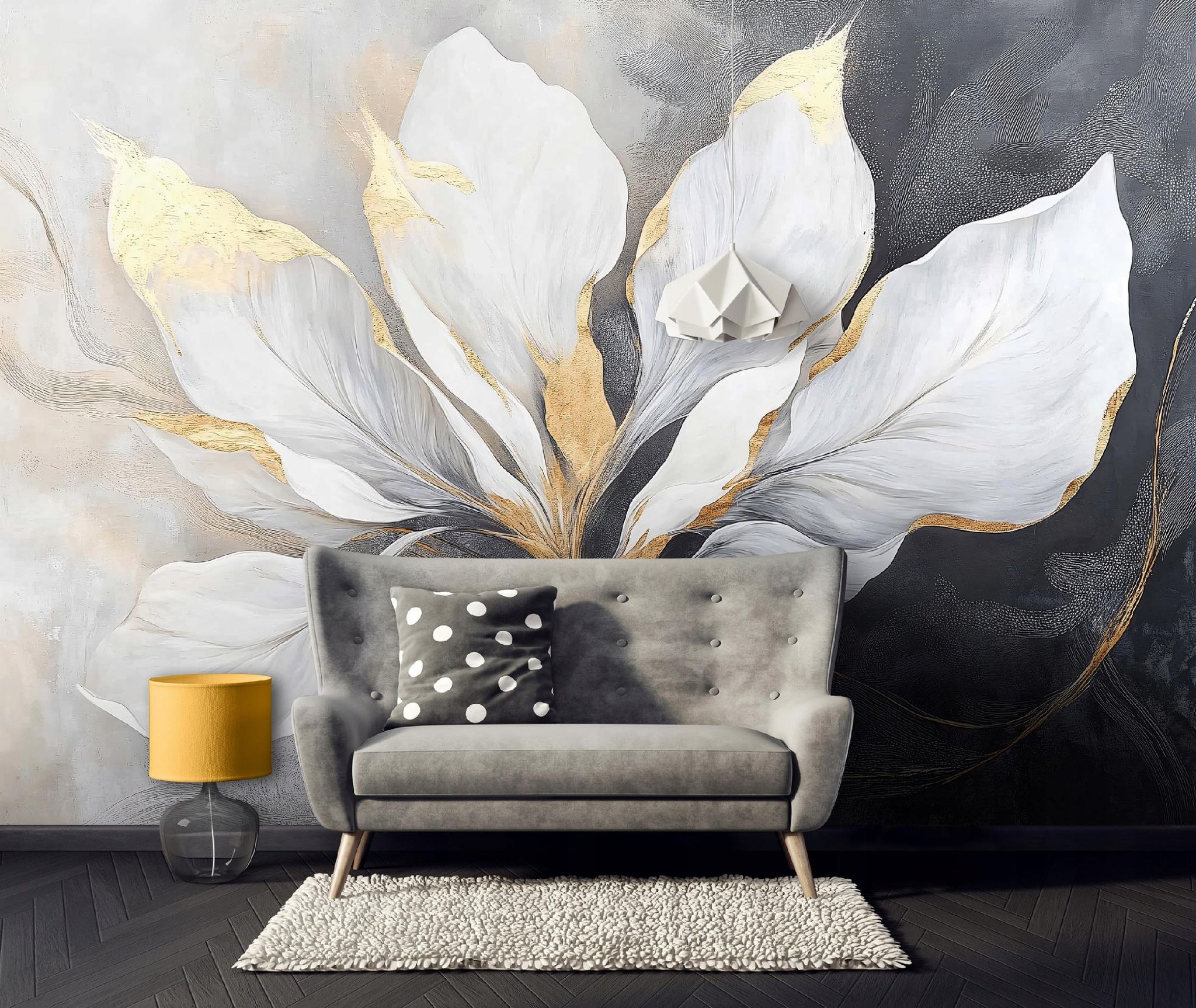 Wallarena Vlies Fototapete Blumen 250x175 Cm, Tapeten, Für Wohn Und Schlafzimmer, Vliestapete Wandtapete Tapete 3d Effekt- Inkl. Kleister - Blätter Gold