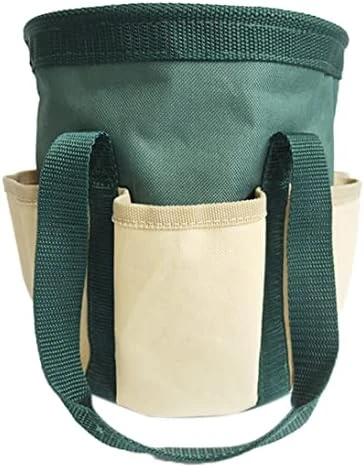 Sac à outils de jardin en oxford, 6 poches, compartiment principal, 19 x 21,5 cm, vert