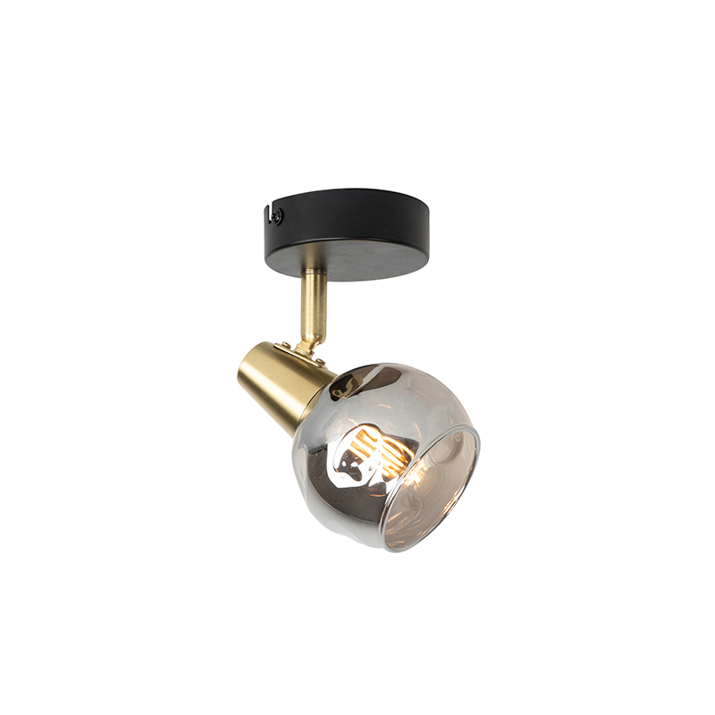Qazqa Art Deco Spot Gold Mit Rauchglas - Vidro