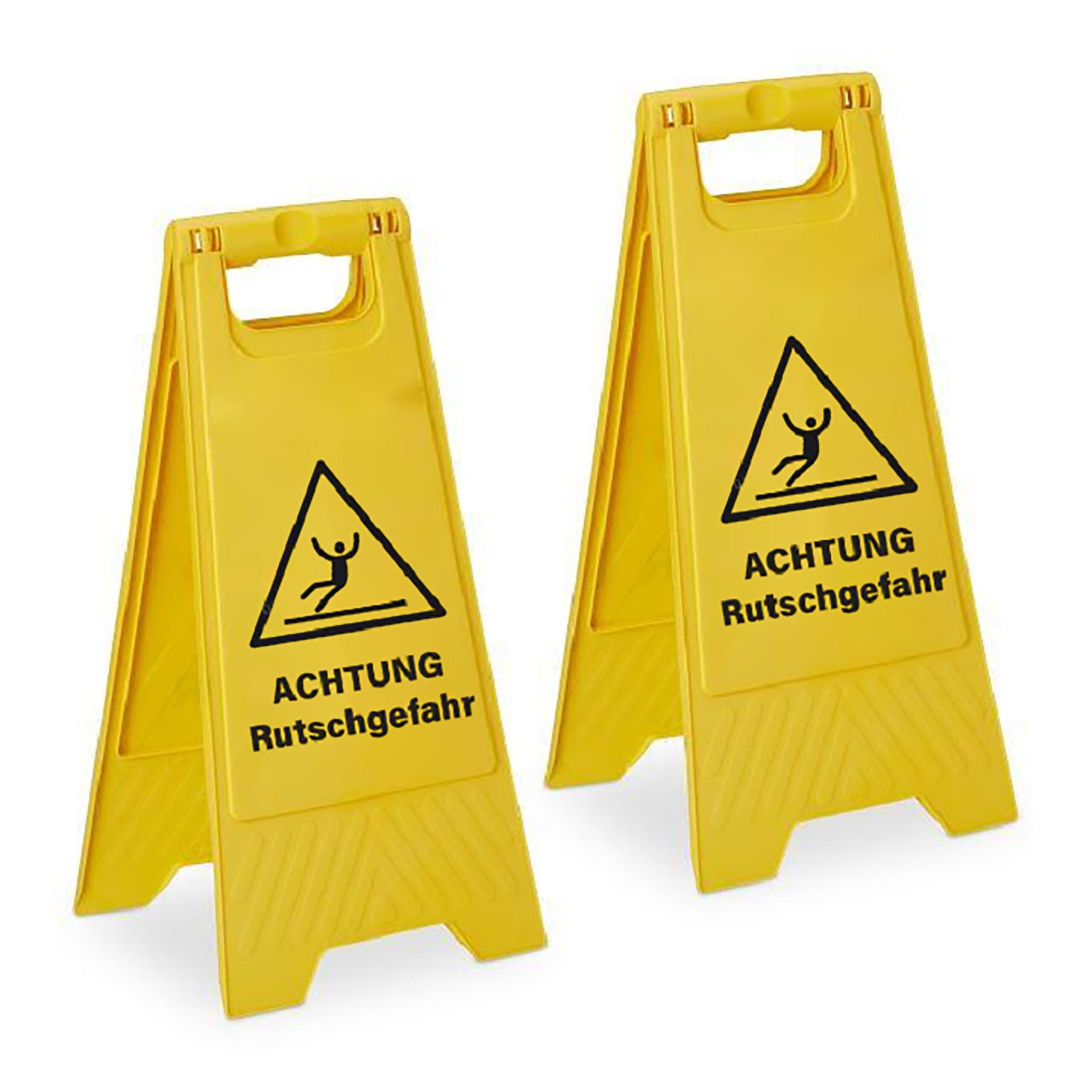 Relaxdays Caution, Slippery Floor Sign, Set Of 2, Foldable, Double-sided, Plastic, Yellow