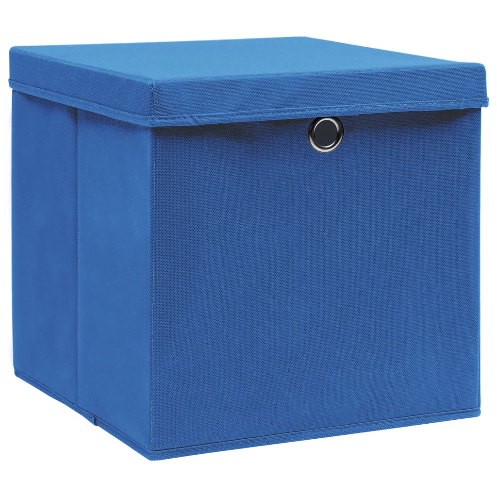 Storage Boxes With Covers 4 Pcs 28x28x28 Cm Blue Vidaxl