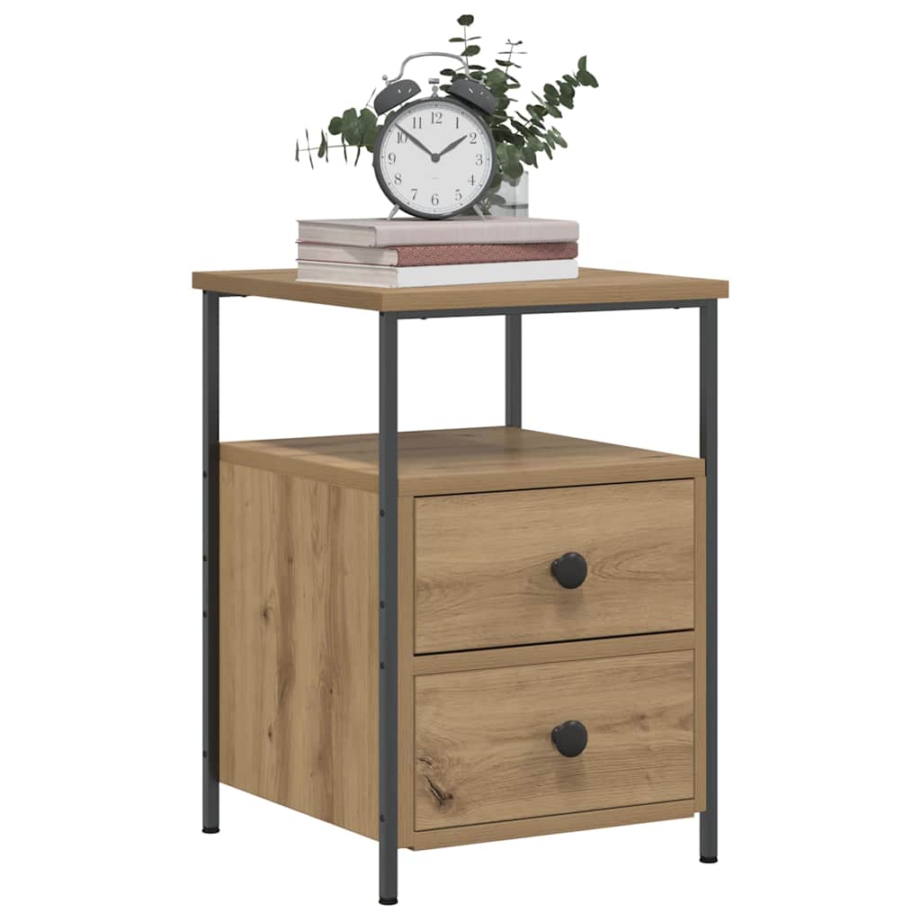 Table De Chevet Chêne Artisanal 34x35,5x50 Cm Bois D'Ingénierie Vidaxl