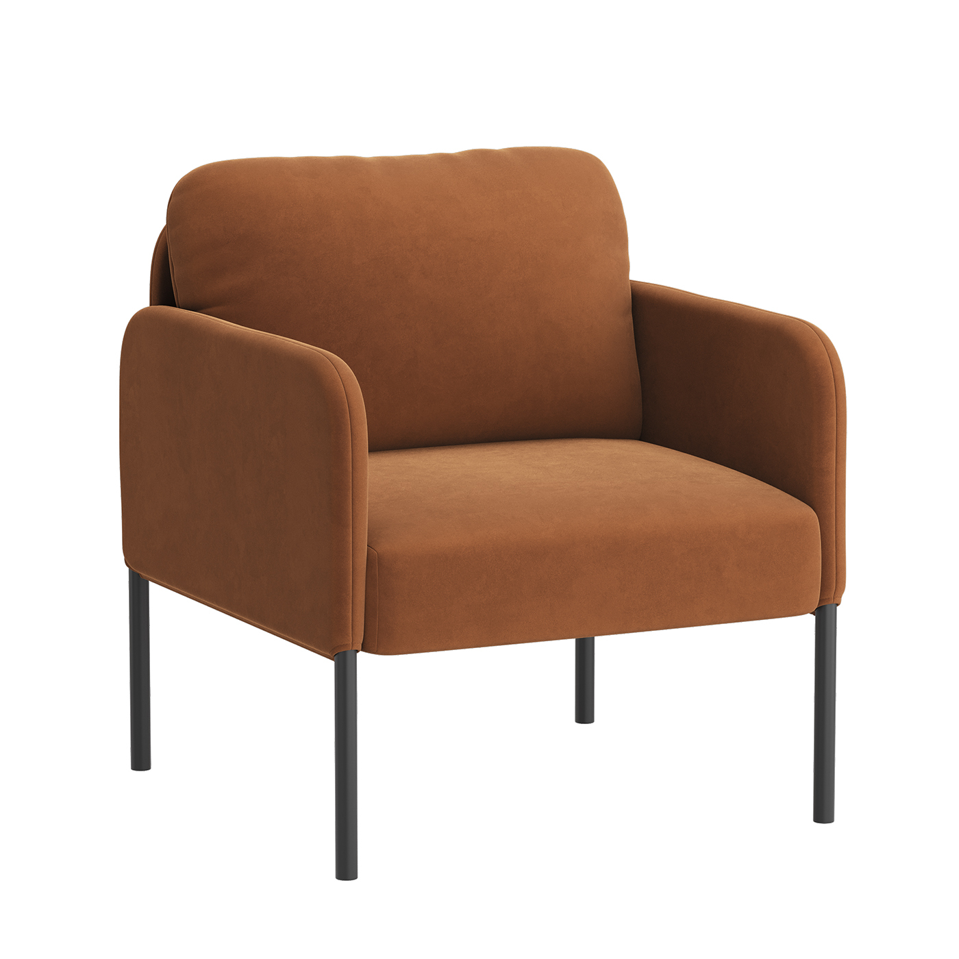 Un Fauteuil Au Confort Naturel, Pensé Pour Le Quotidien - Fauteuil Avec Dossier Enveloppant Et Pieds En Métal Fin,orange