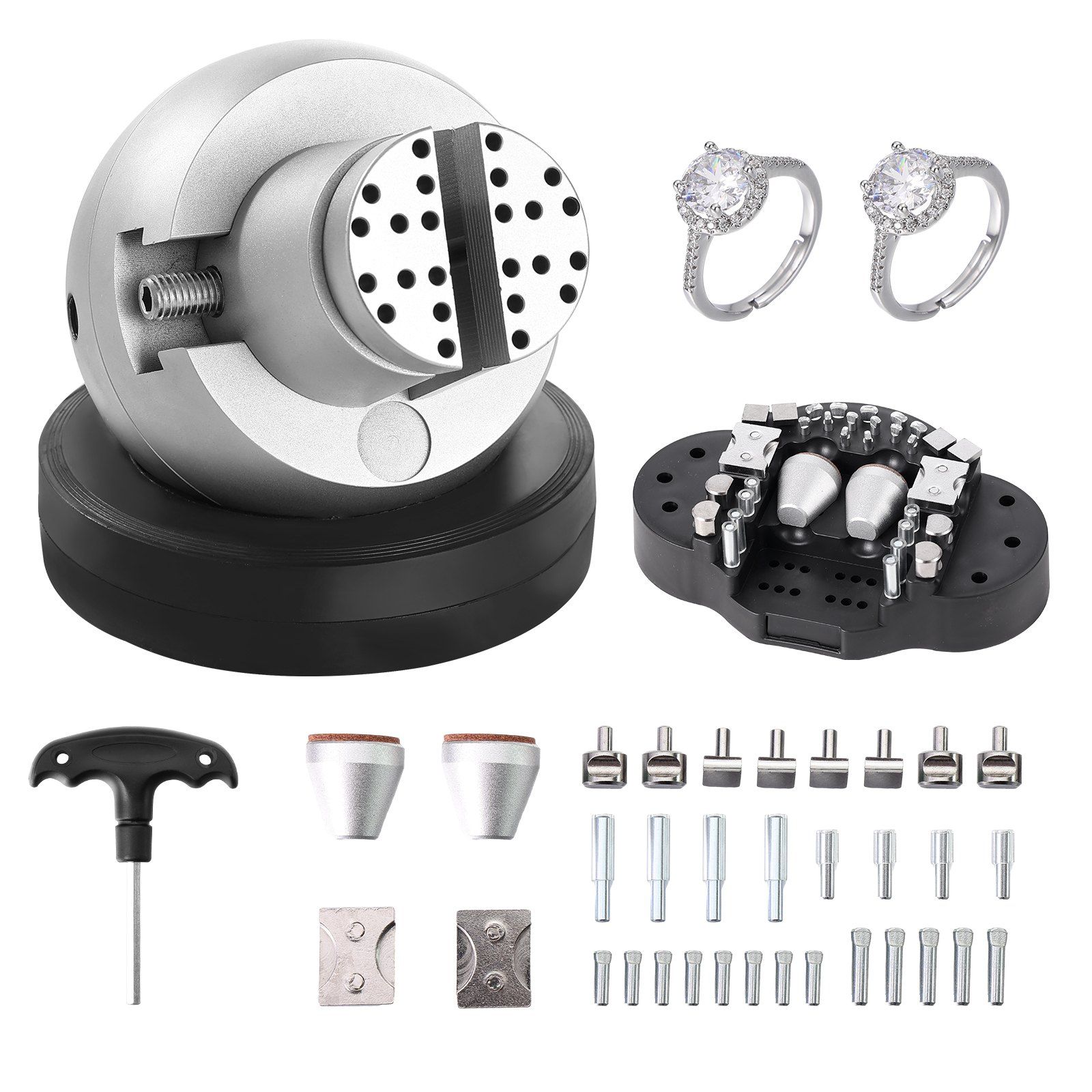 Étau à billes rotatif 360° pour gravure et sertissage, acier chromé durci, 35 accessoires