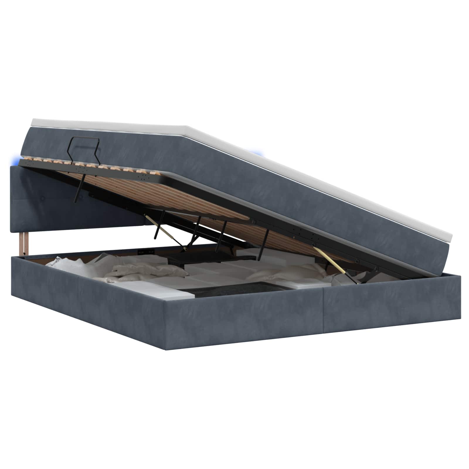 Vidaxl Dunkelgrau Led-Speicherbett Mit Matratze 160 X 200 Cm Samt