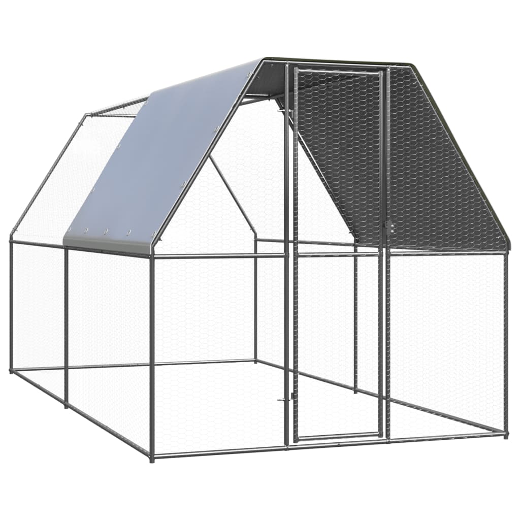 Vidaxl Grau Outdoor-Hühnerkäfig 2X4x2 M Verzinkter Stahl
