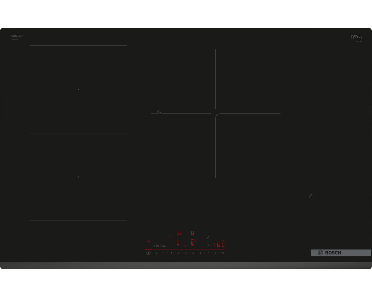 Bosch - Serie 6 Pvs83khc1z Piano Cottura A Induzione 80 Cm Combinduction Nero. Colore Del Prodotto: Nero, Posizionamento Dell'apparecchio: Da Incasso, Dimensione Della Larghezza Del Piano Cottura: 80...