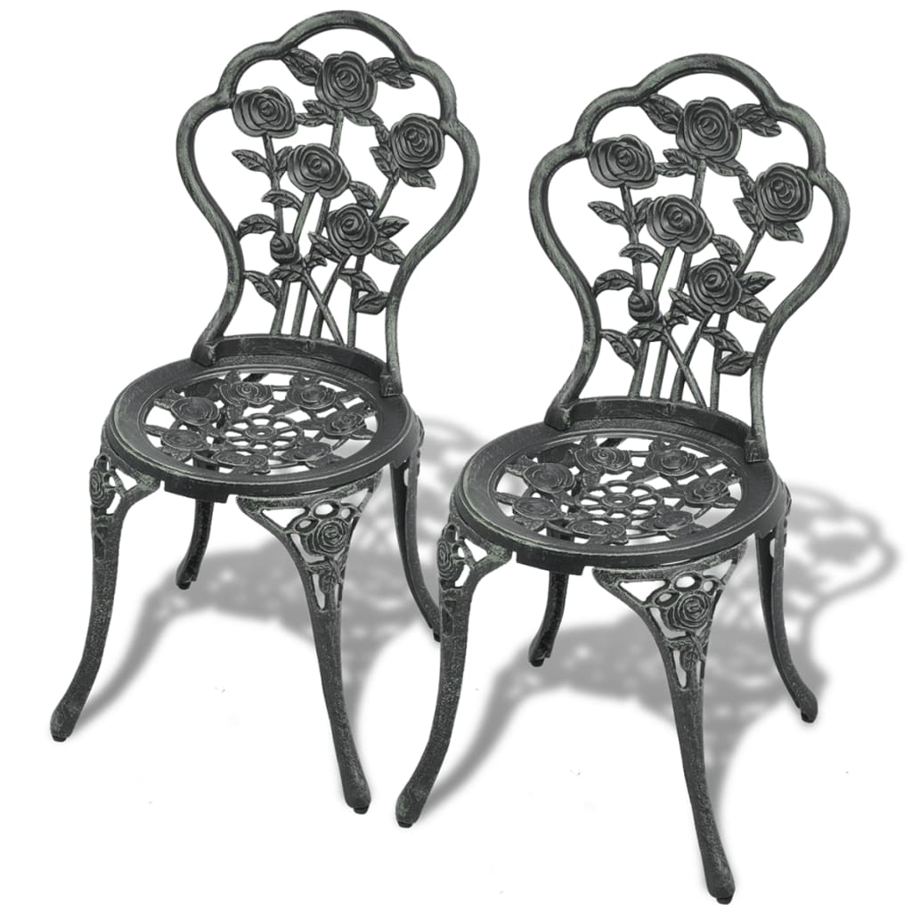 Vidaxl - Chaises De Bistro Lot De 2 Aluminium Coulé Vert