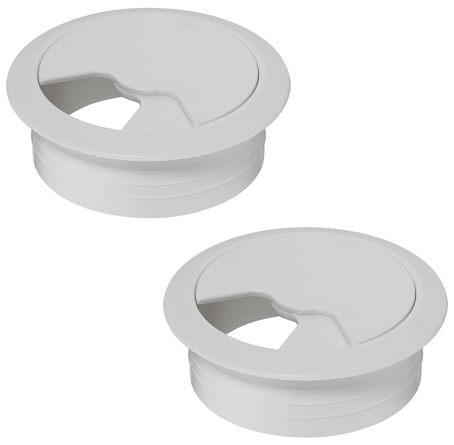 Cyclingcolors - 2x Passe Câble Bureau 60mm Plastique Blanc Rond Encastrable Cordon Prise Ordinateur Écran Accessoire Ameublement