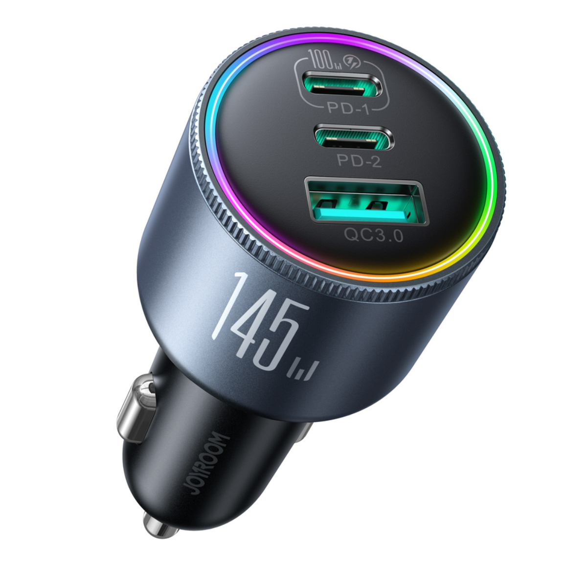 Joyroom JR-CCN07 145W Car Charger 2xUSB-C USB-A 100W USB-C Cable - Dark Grey - Bild 5