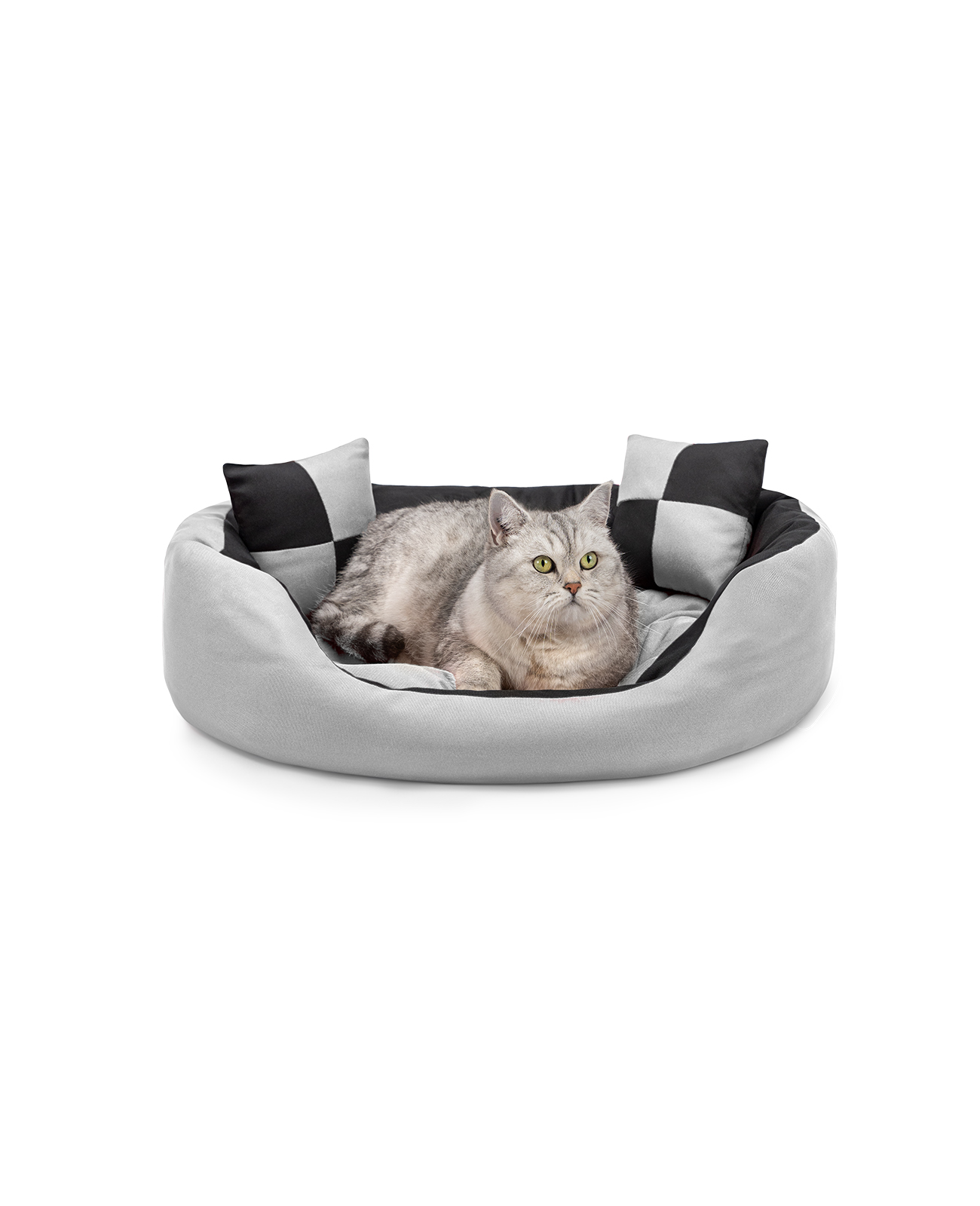 Lionto Katzenbett, Modernes 4-in-1 Bett Aus Oxford-gewebe, Wendbar, Kratzfest & Pflegeleicht, 65x50 Cm, Grau/schwarz