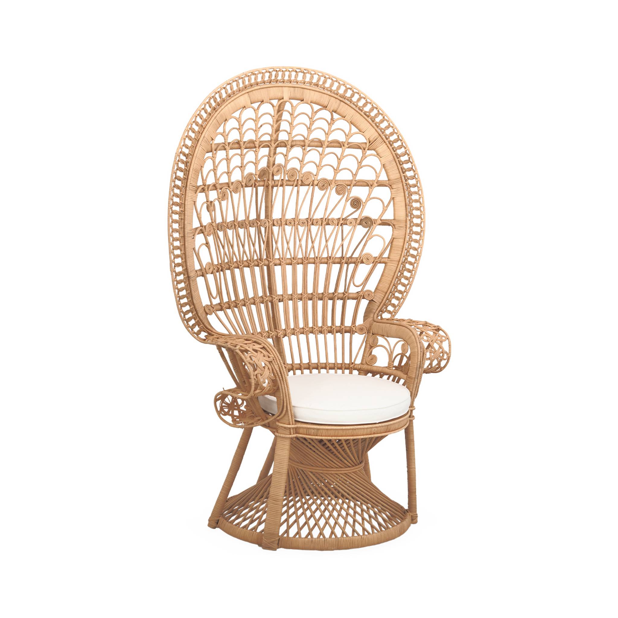 Sweeek - Fauteuil Vintage En Rotin Avec Coussin D'Assise. Mahe. L 110 X