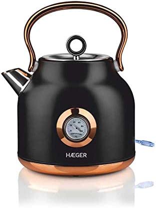 Haeger EK-22B.024A Elektrischer Wasserkocher Art Deco Black mit 2200 W Leistung, Kapazität 1,7 l, kabelloses System für mehr Komfort, 360° drehbarer Standfuß - Bild 4