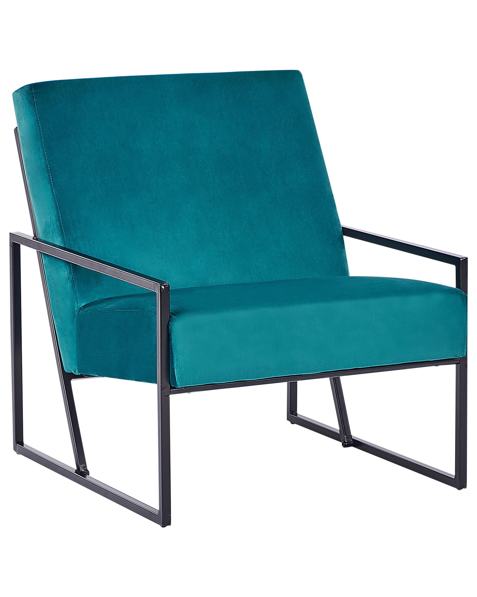 Beliani - Modern Glam Armchair Accent Chair Velvet Upholstery Black Iron Frame Teal Delary