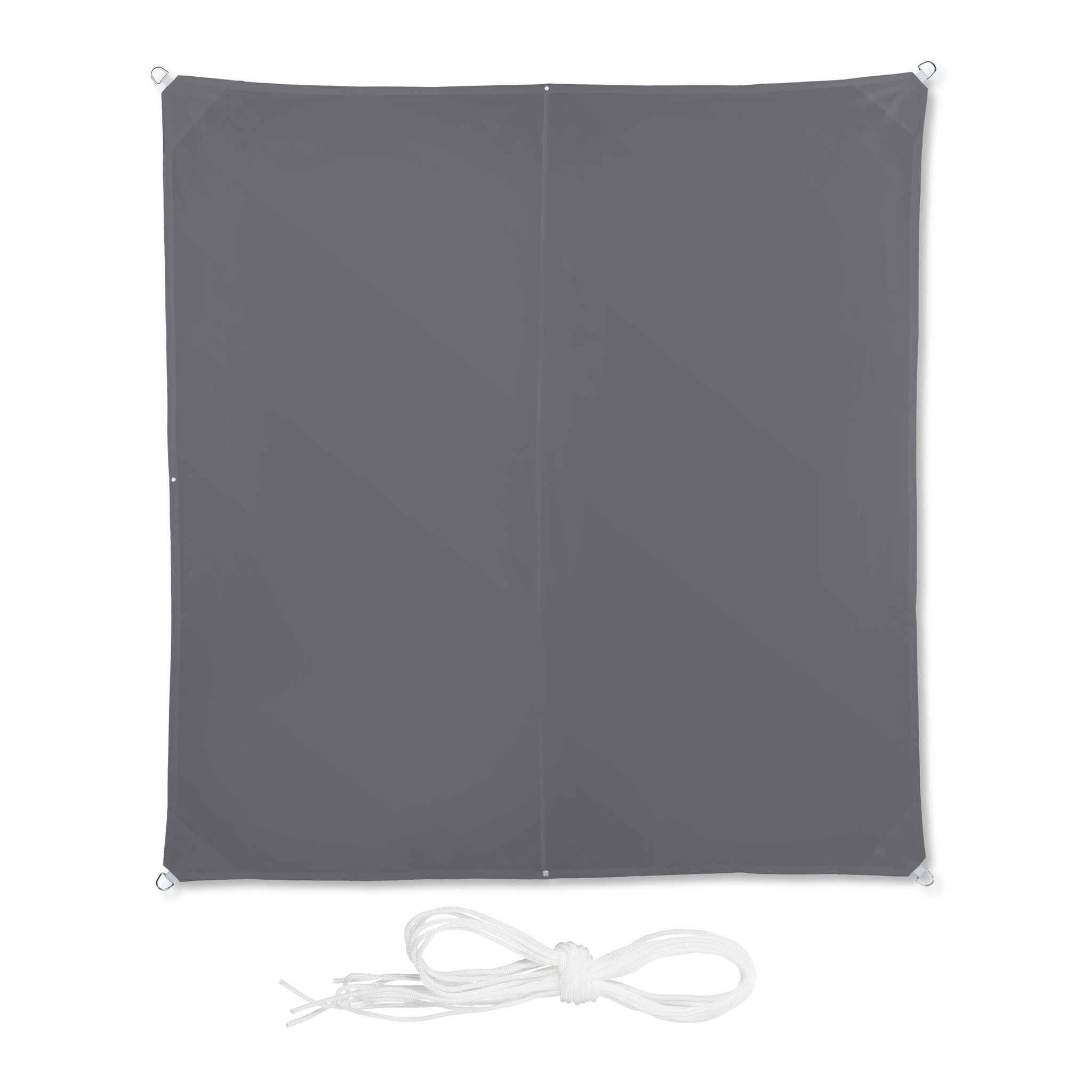 Relaxdays Toldo Vela Cuadrado, Impermeable, Protección Rayos UV, con Cuerdas