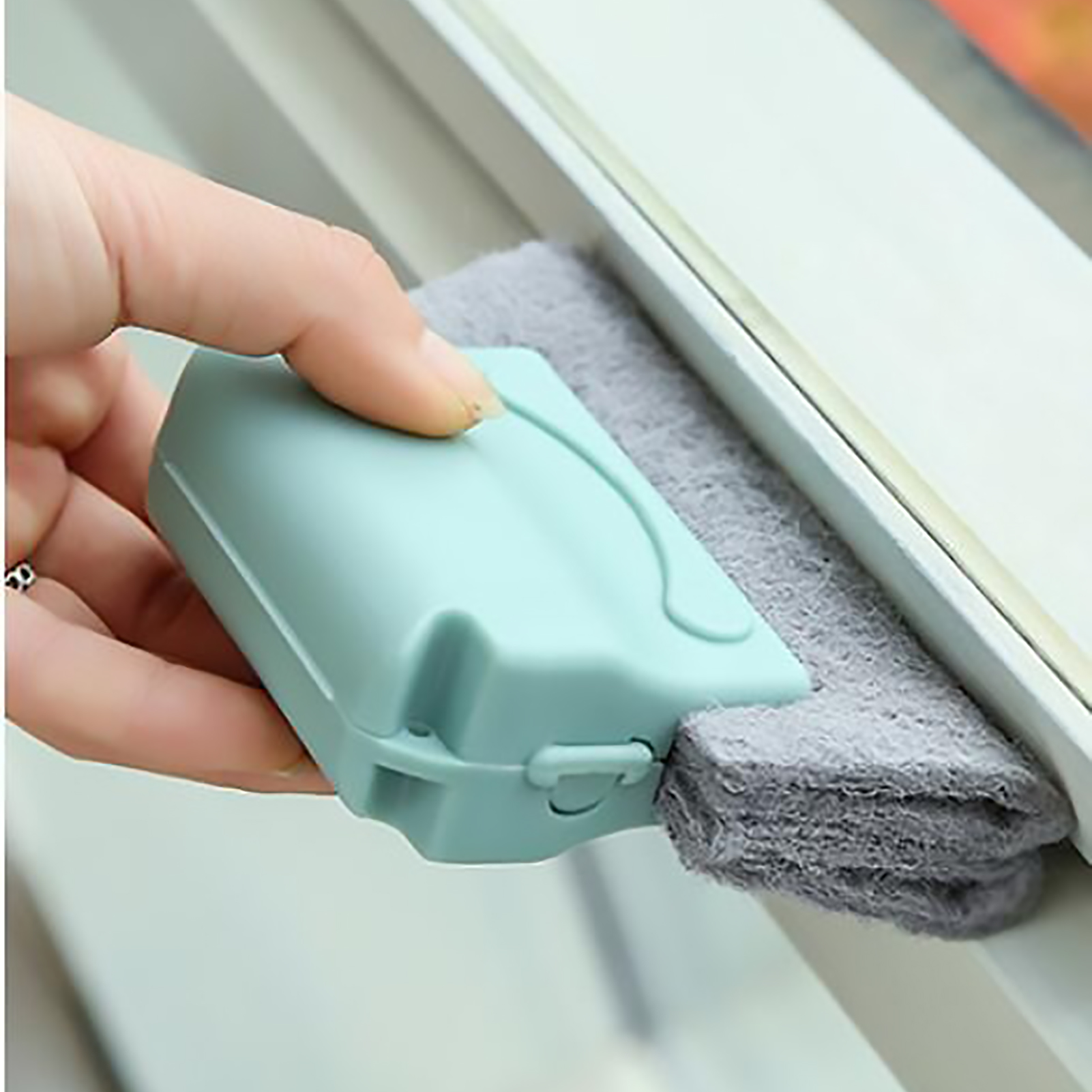 Brosse de nettoyage pour rainures de fenêtres et portes, manche PP, tampon récurant