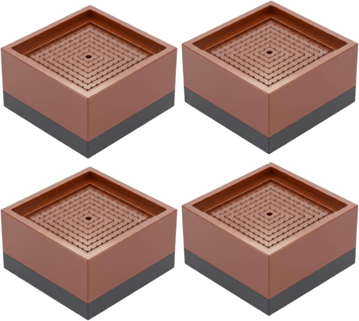 Bloc rehausseur de meubles antidérapant, plastique haute densité, charge 500 kg, marron, lot de 4