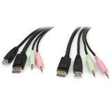 StarTech.com 4-in-1-USB-DisplayPort®-KVM-Umschaltkabel mit Audio und Mikrofon (DP4N1USB6) - Video- / USB- / Audiokabel - USB, Stereo-Minibuchse, DisplayPort (männlich) zu USB, Stereo-Minibuchse, DisplayPort (männlich) - 1,8 m - geformt - schwarz - für P/N - Image 2