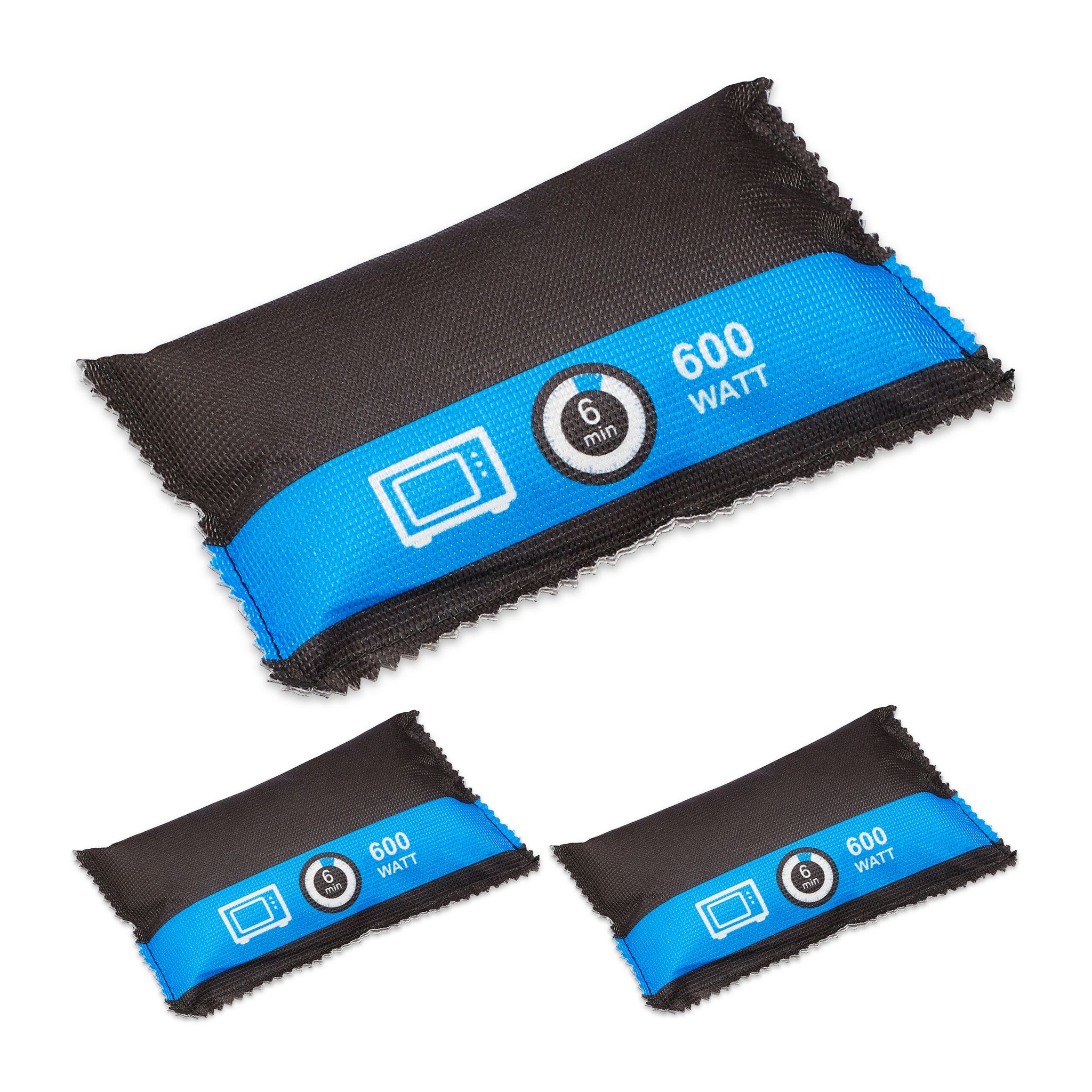Car Dehumidifier, Set Of 3, Reusable, Anti-humidity Bag, Condensation Remover, Damp Absorber Pack, Black/blue - Relaxdays