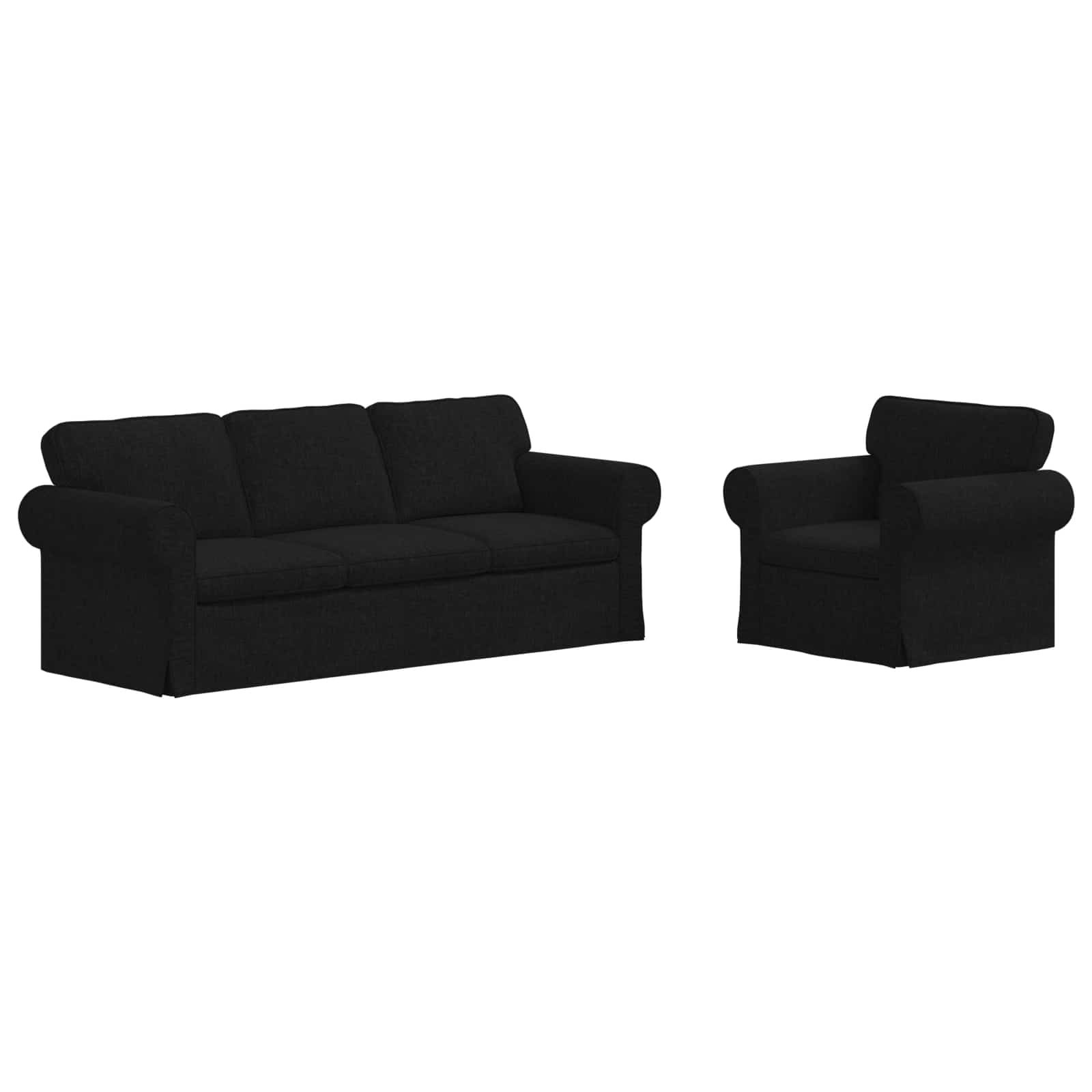 Sofa Set 2 Pcs Black 215 X 82 X 80 Cm Fabric Vidaxl