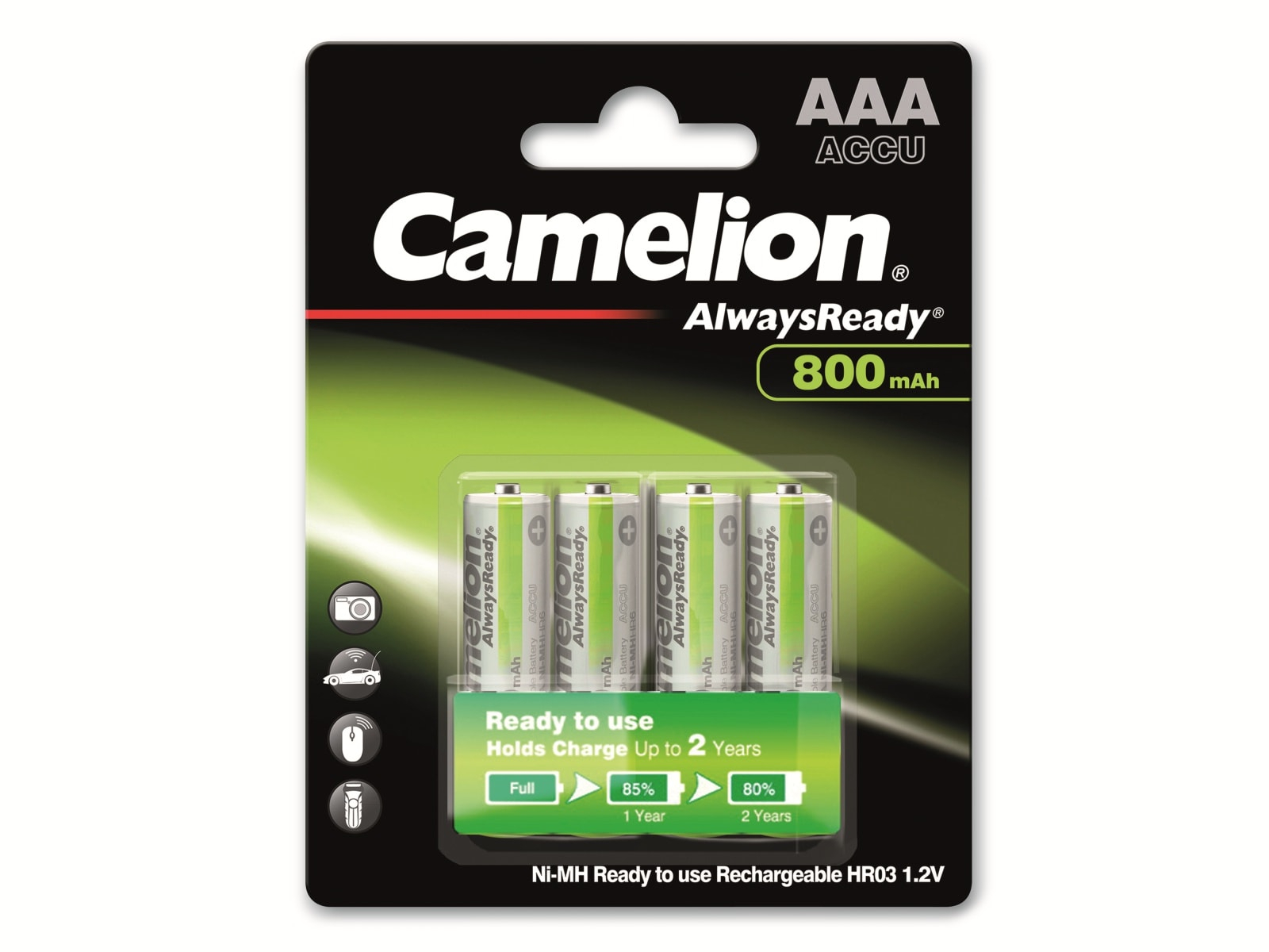 Perel Camelion Nimh-Micro-Akku Alwaysready, 800 Mah, 4 Stück