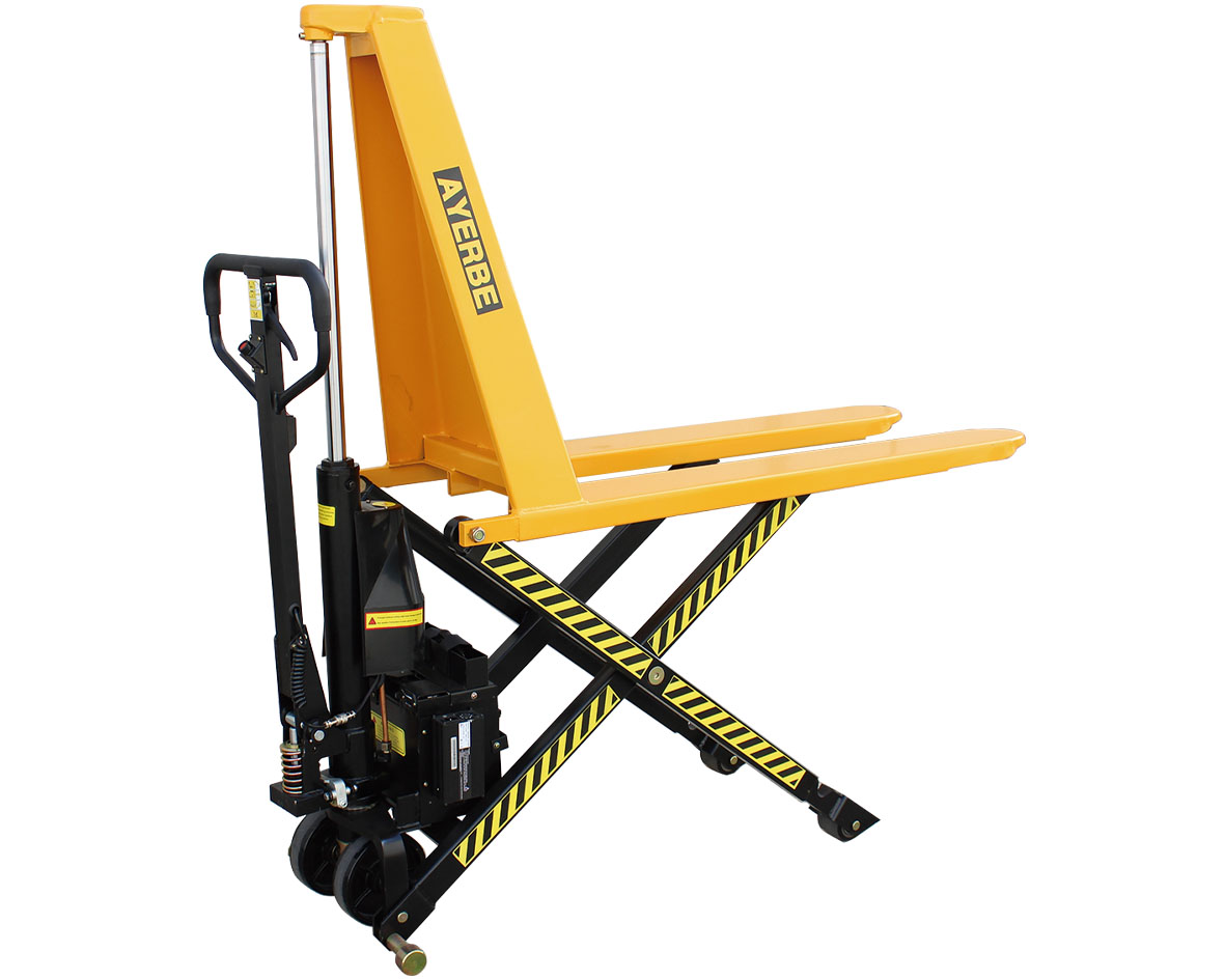 Transpalette électrique à ciseaux 1000 kg, levée 850 mm, roues Vulkollan