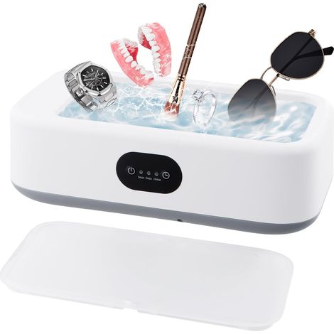 Nettoyeur à ultrasons 640 ml pour lunettes et bijoux, cuve inox 304, 3 minuteries, 40 W