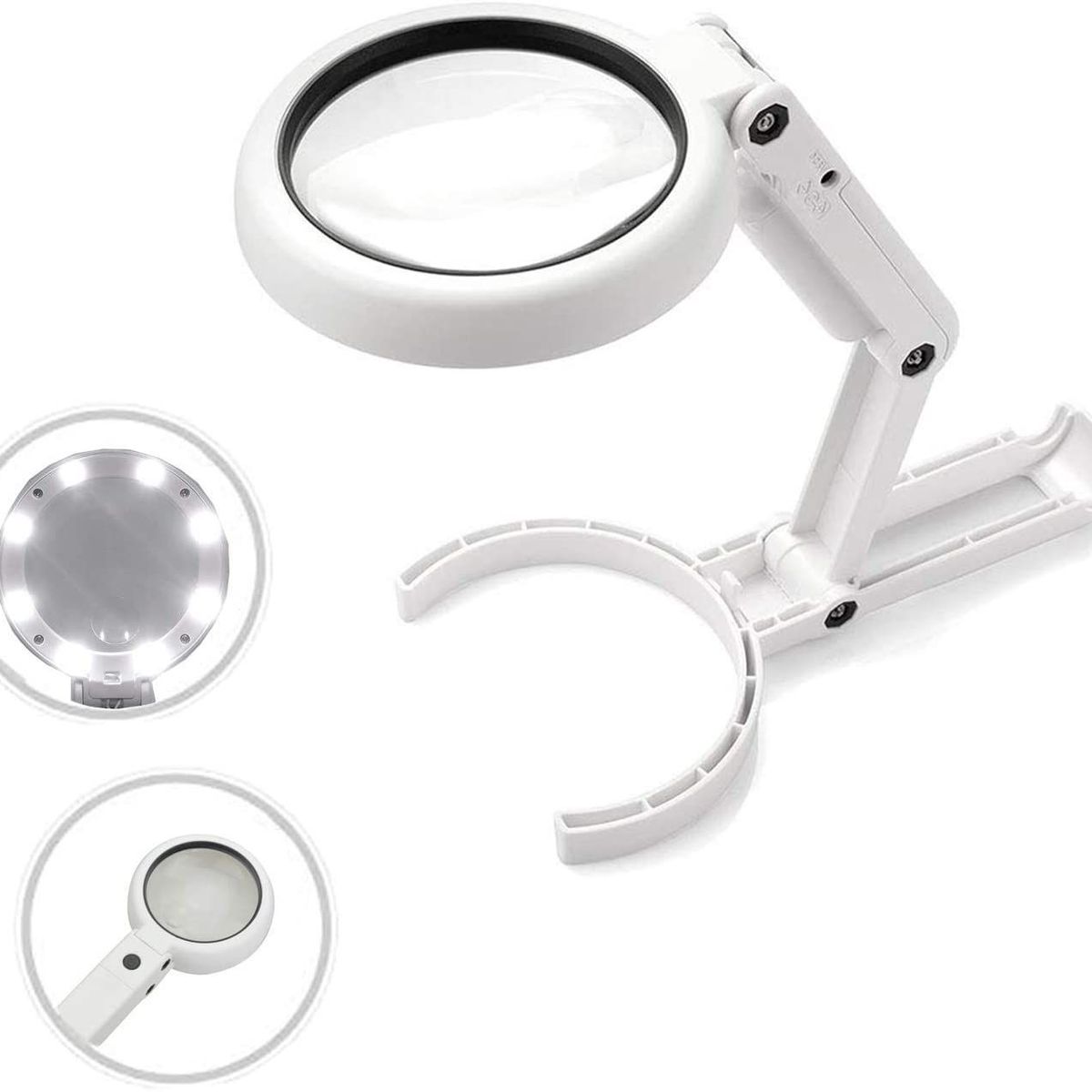 Loupe de bureau et de poche 5x avec 8 LED, support pliable, grande lentille 75 mm, 11x, lot de 1