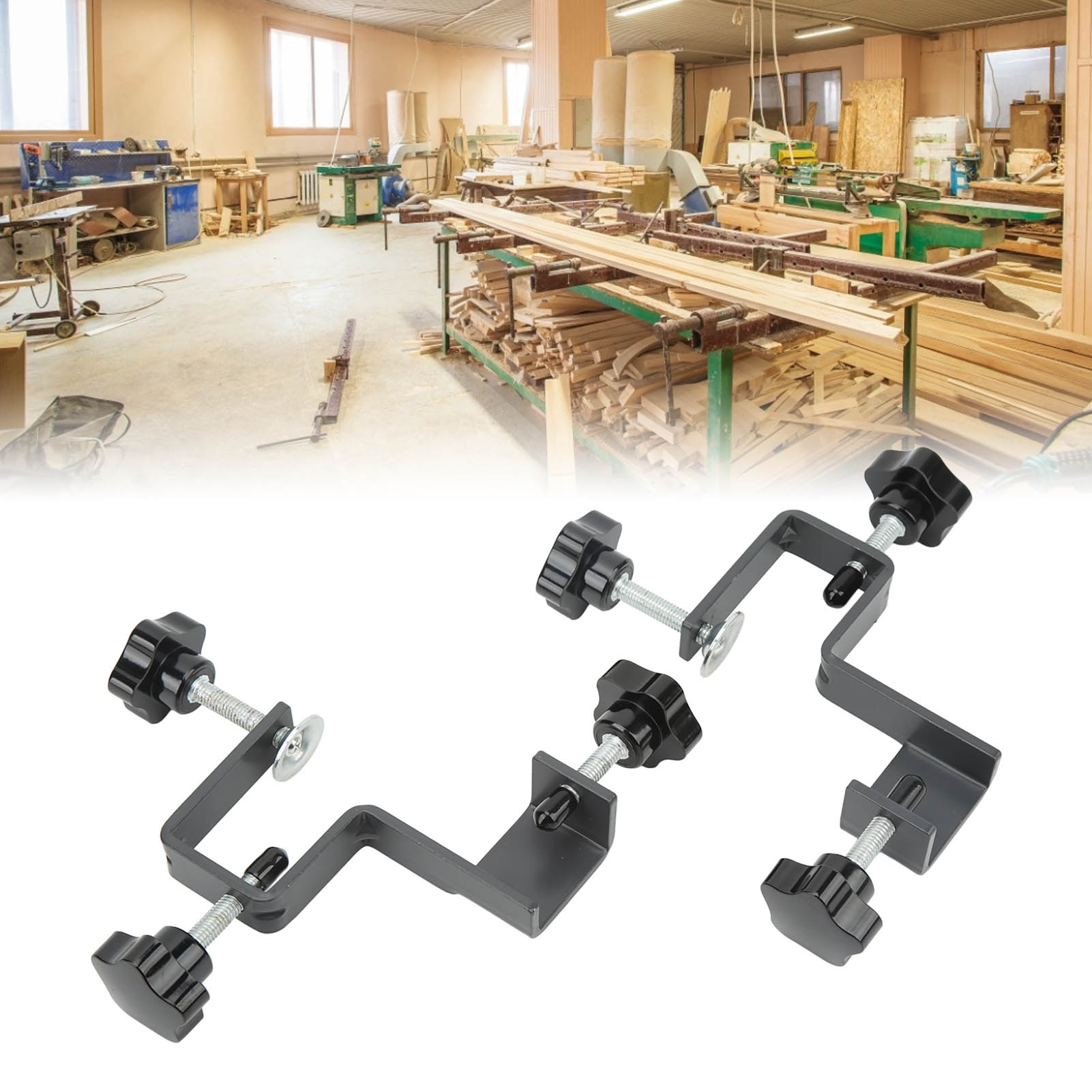 Serre-joints à angle droit pour façade de tiroir, acier, 11,8 x 9,4 x 3 cm, lot de 2 avec vis et caches
