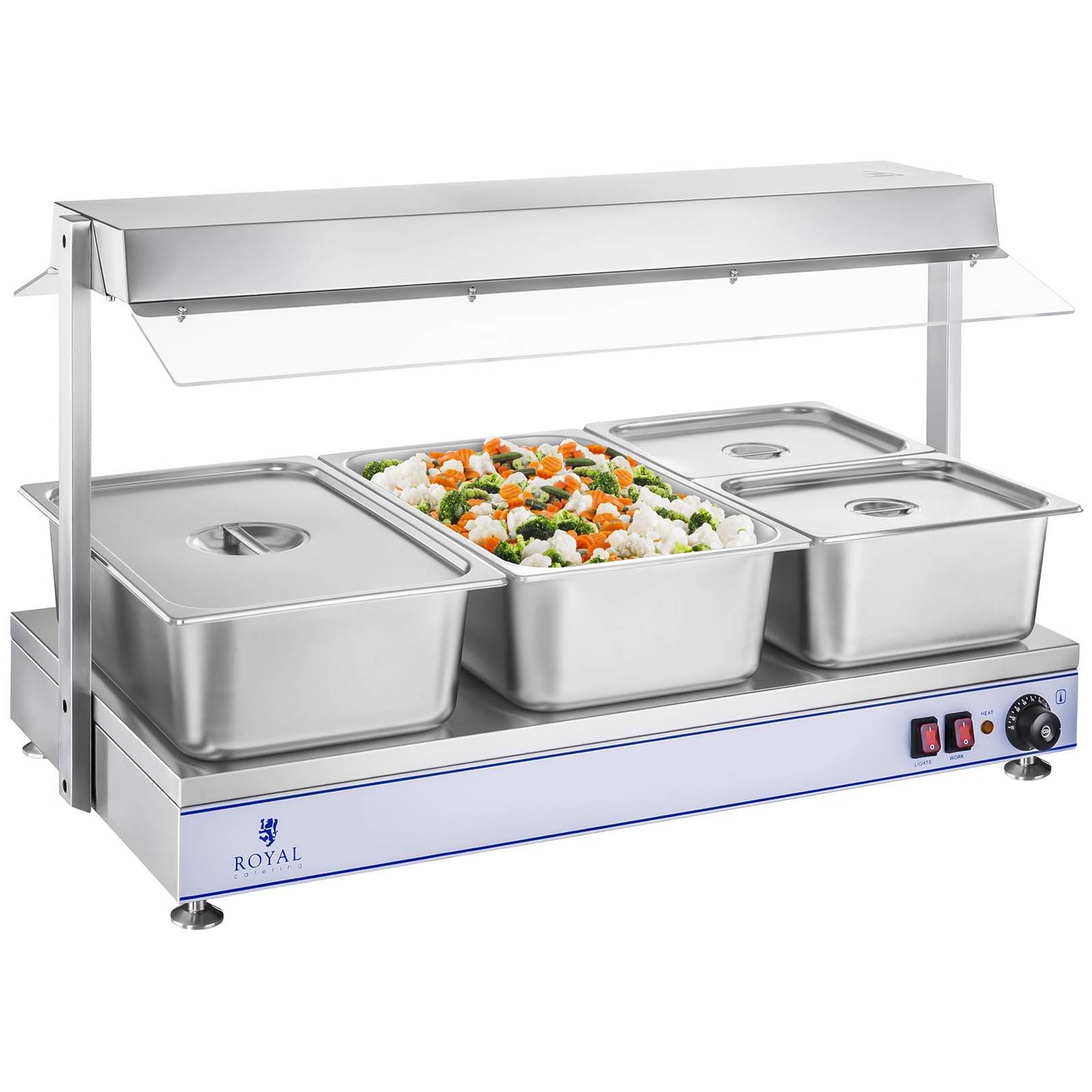 Royal Catering Silbern Warmhalteplatte 3 Halogenlampen 1.550 W - Image 2
