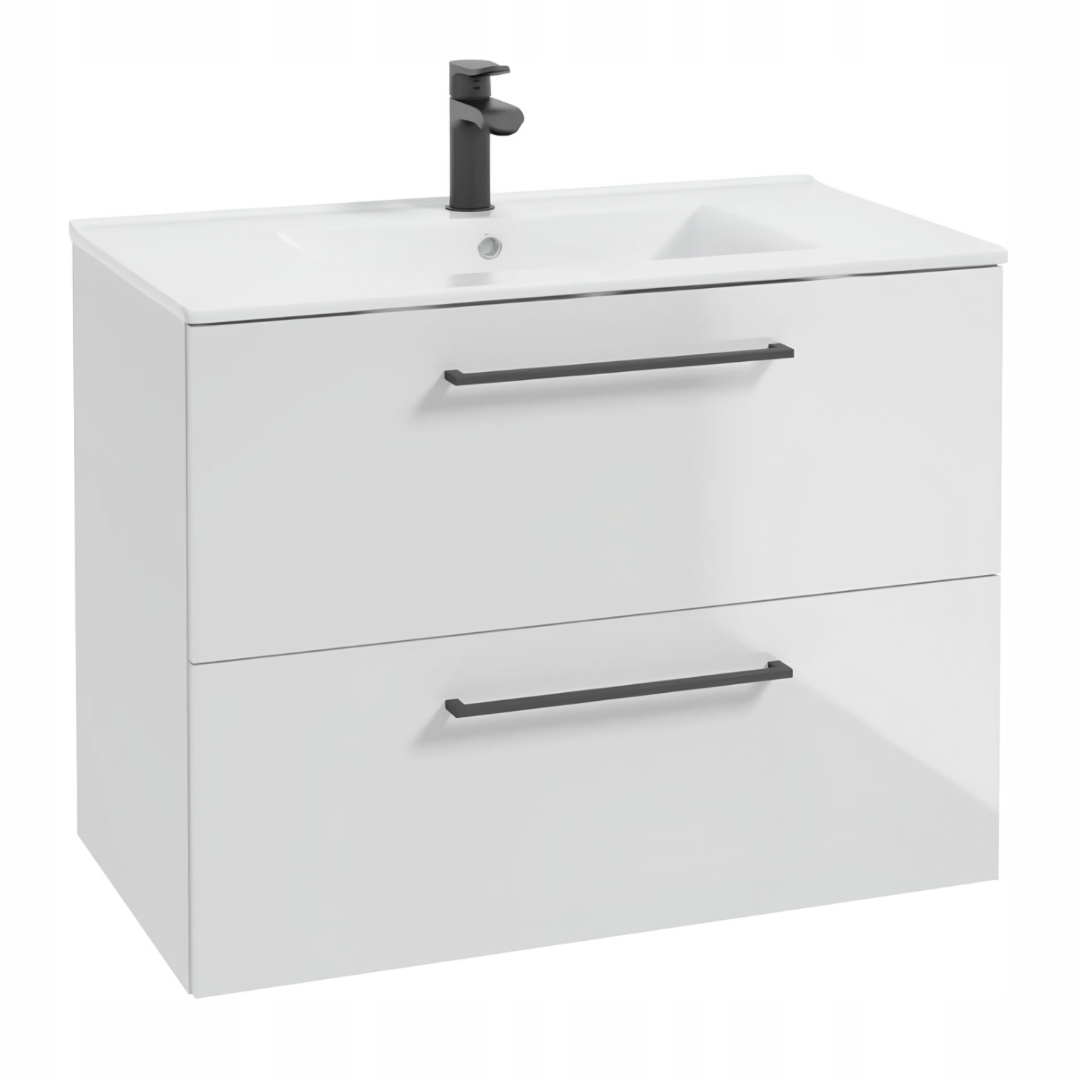 Stamar Waschtisch Mit Waschbecken – Hochglanzweiß – 70 Cm – Wandmontage – 70 Cm Badezimmer
