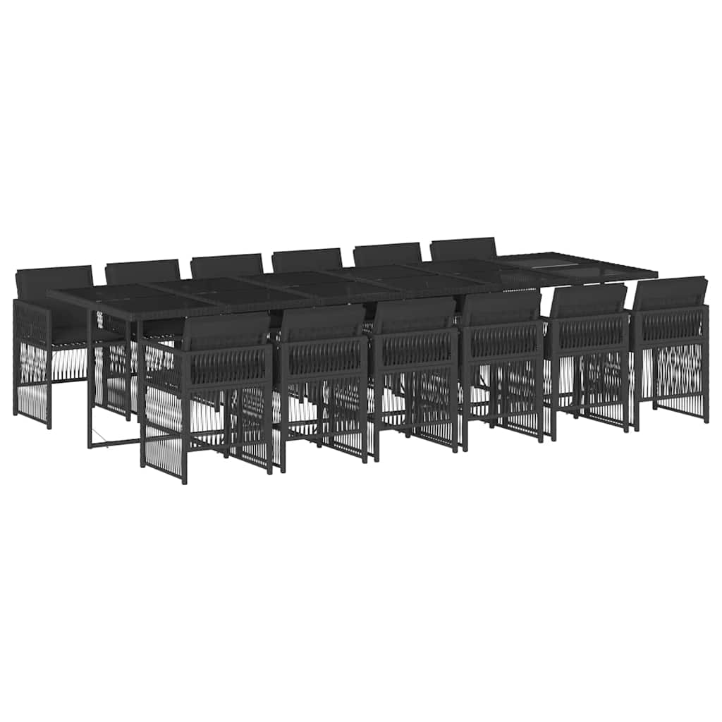 Garden Dining Set Black Pe Rattan 12-seater Stackable Vidaxl