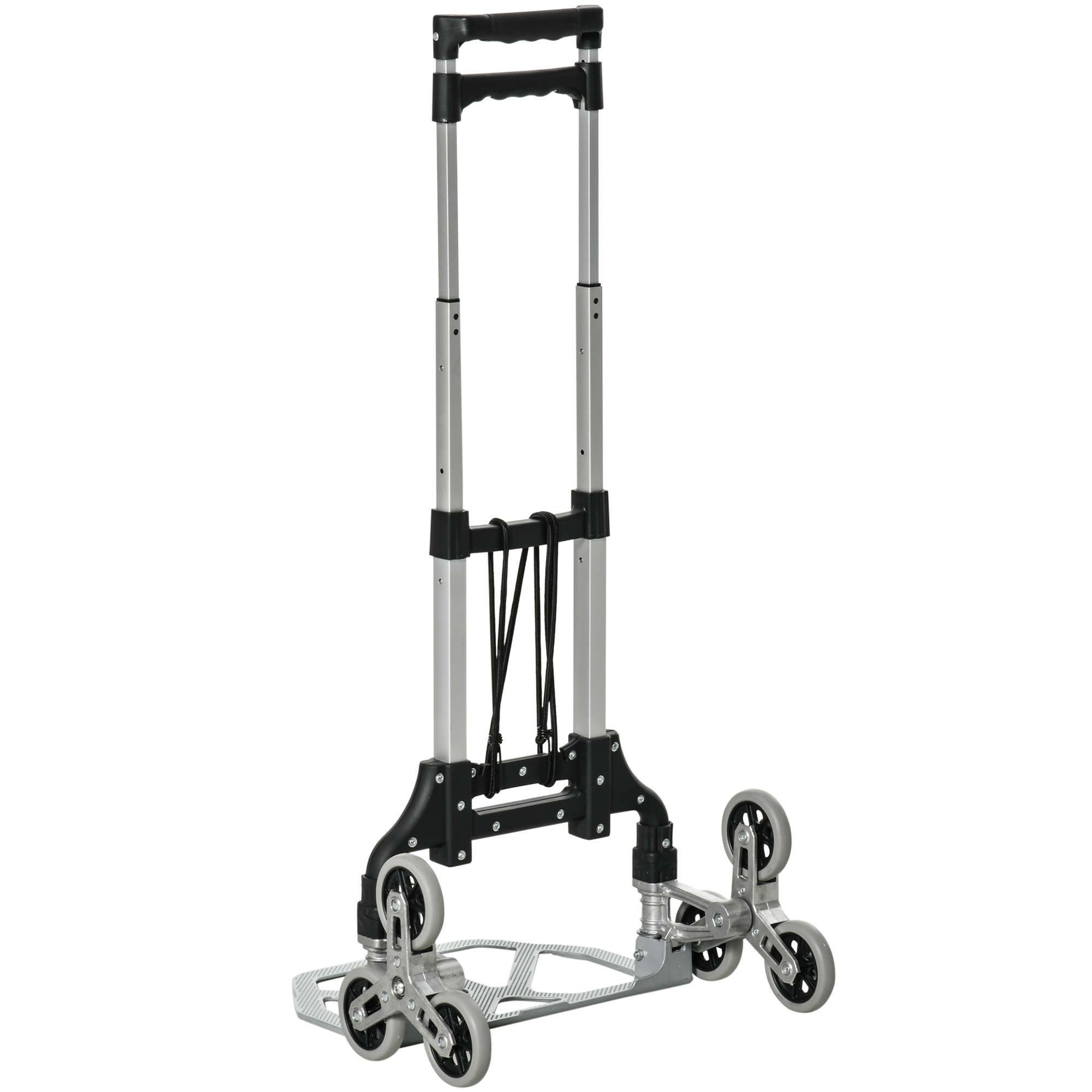 Diable de manutention pliant en aluminium, 6 roues, charge 70 kg, sangle incluse