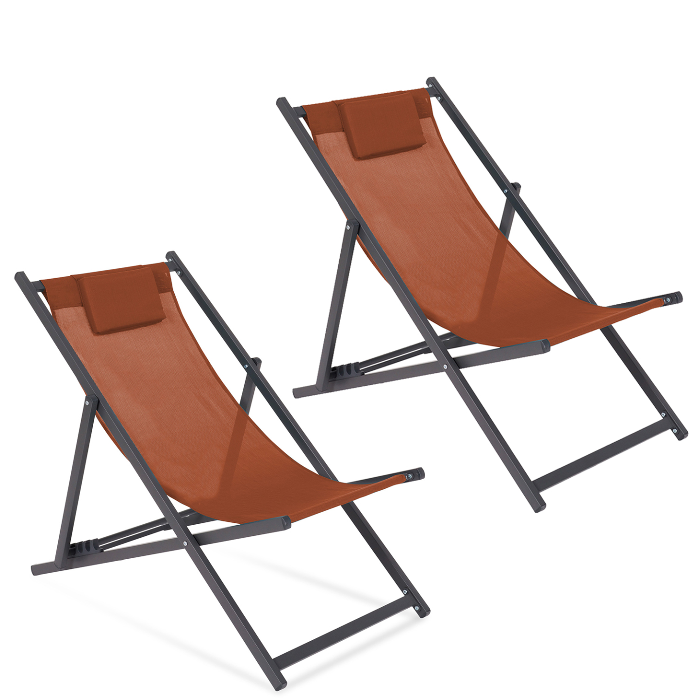 Idmarket - Lot De 2 Chiliennes Lota En Acier Et Toile Textilène