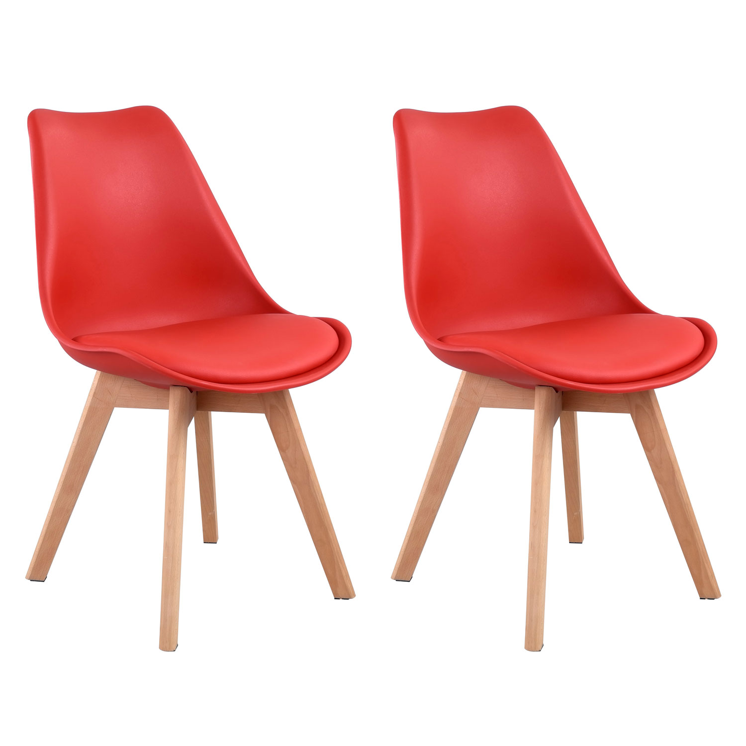 Lot De 2 Chaises Scandinaves Nora Rouge Avec Coussin - Happy Garden
