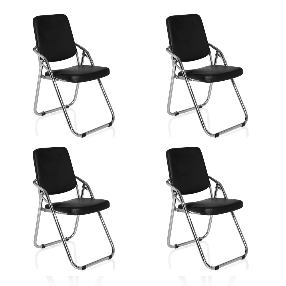Konferenzstuhl / Besucherstuhl / Klappstuhl Esto V Pu Schwarz 4er Pack Hjh Office
