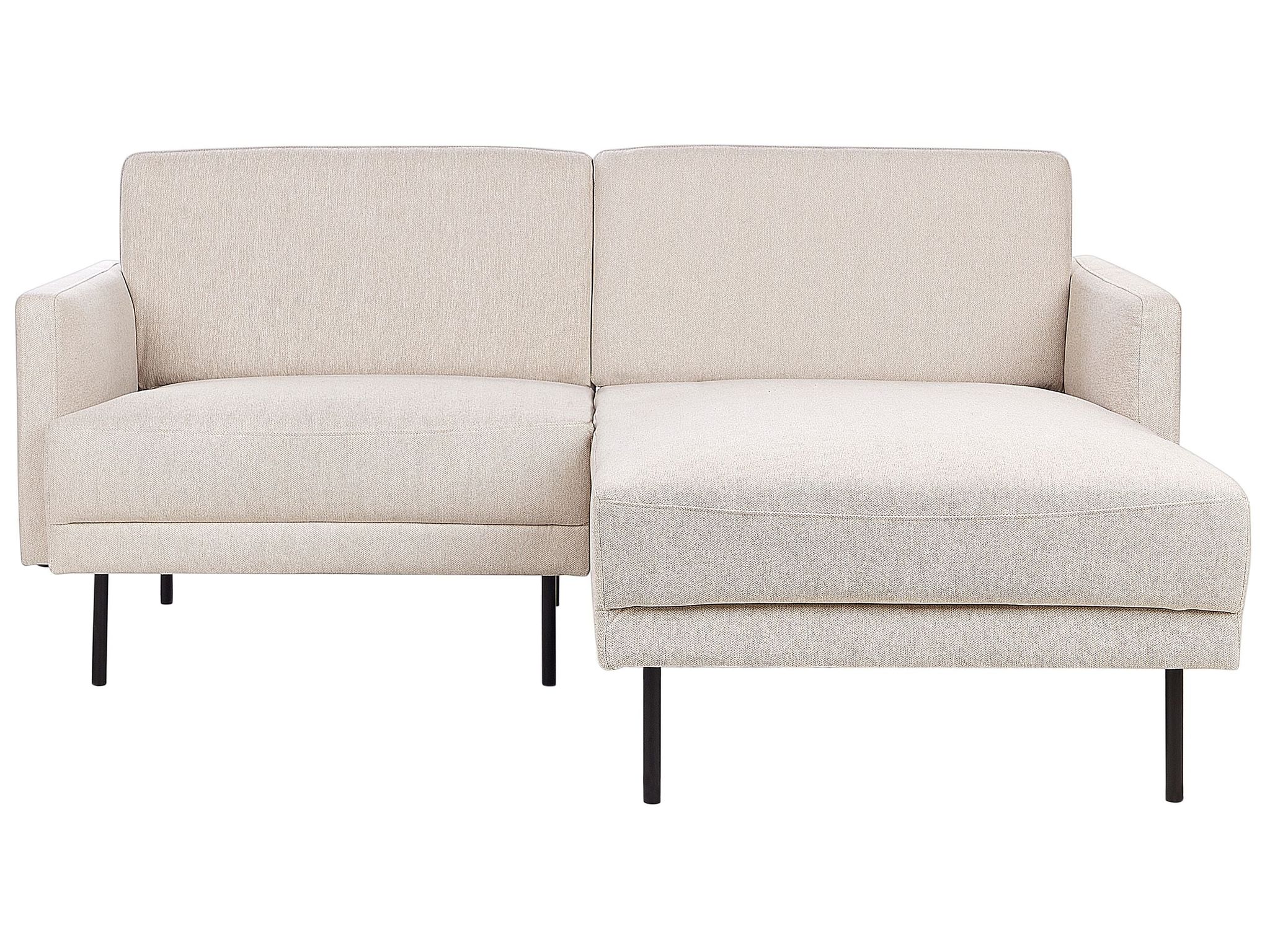 Beliani - Modern Upholstered Left Hand Corner Sofa Couch 2-seater Metal Legs Woven Fabric Light Beige Cushioned Back Breda