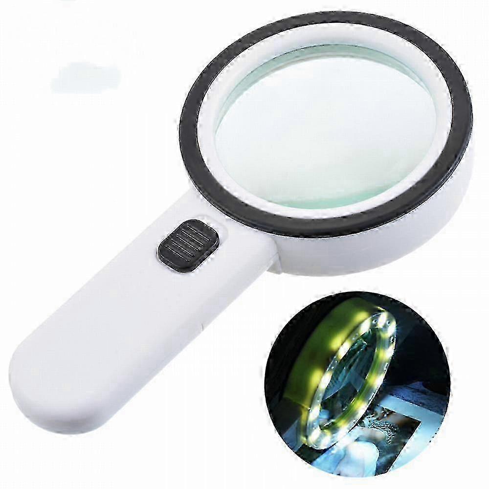 Loupe de poche 30x avec 12 LED, lentille double 8 cm, poignée ergonomique, lot avec chiffon