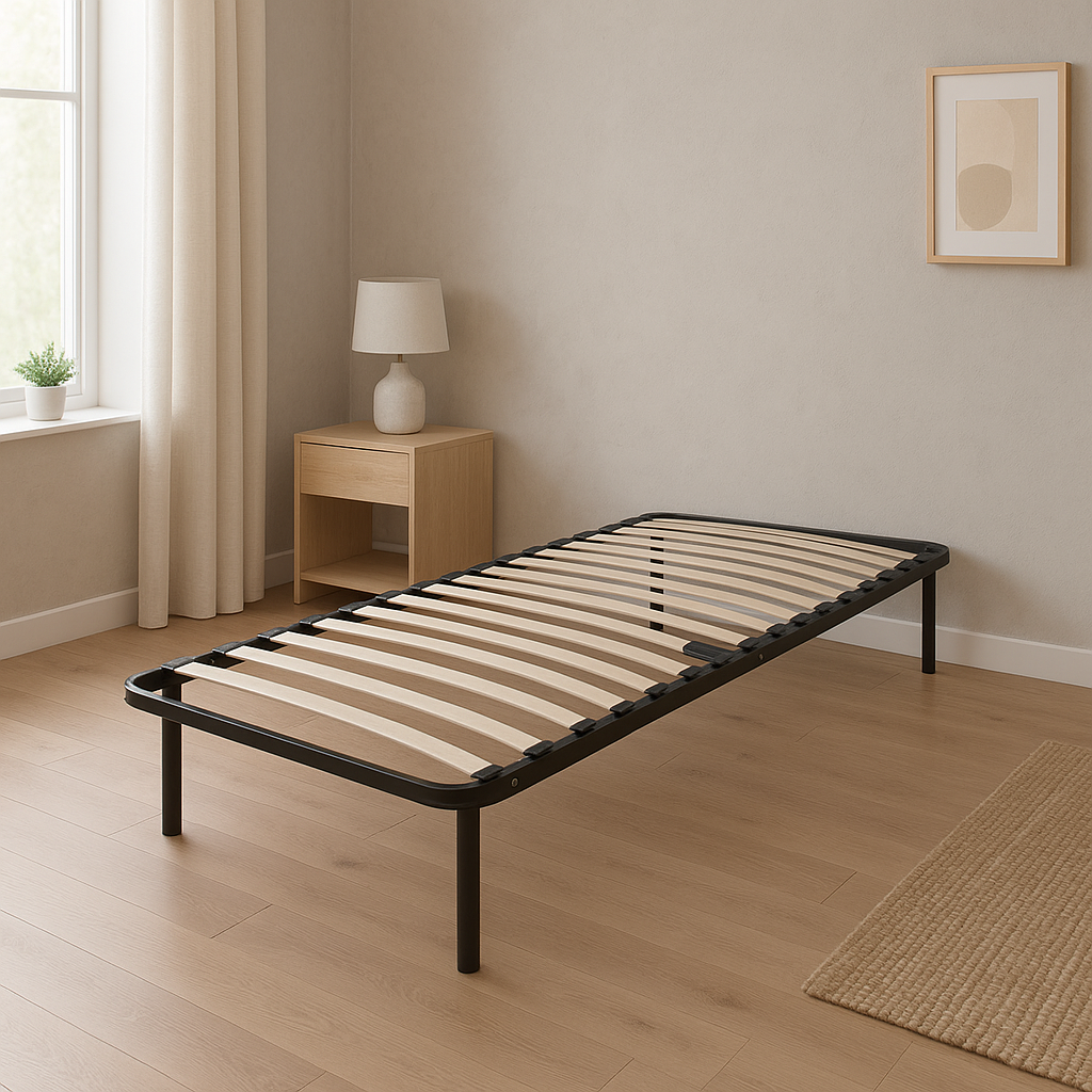 Sommier 90x190 Cadre À Lattes Renforcé Soutien Réglable - 4 Pieds X 29