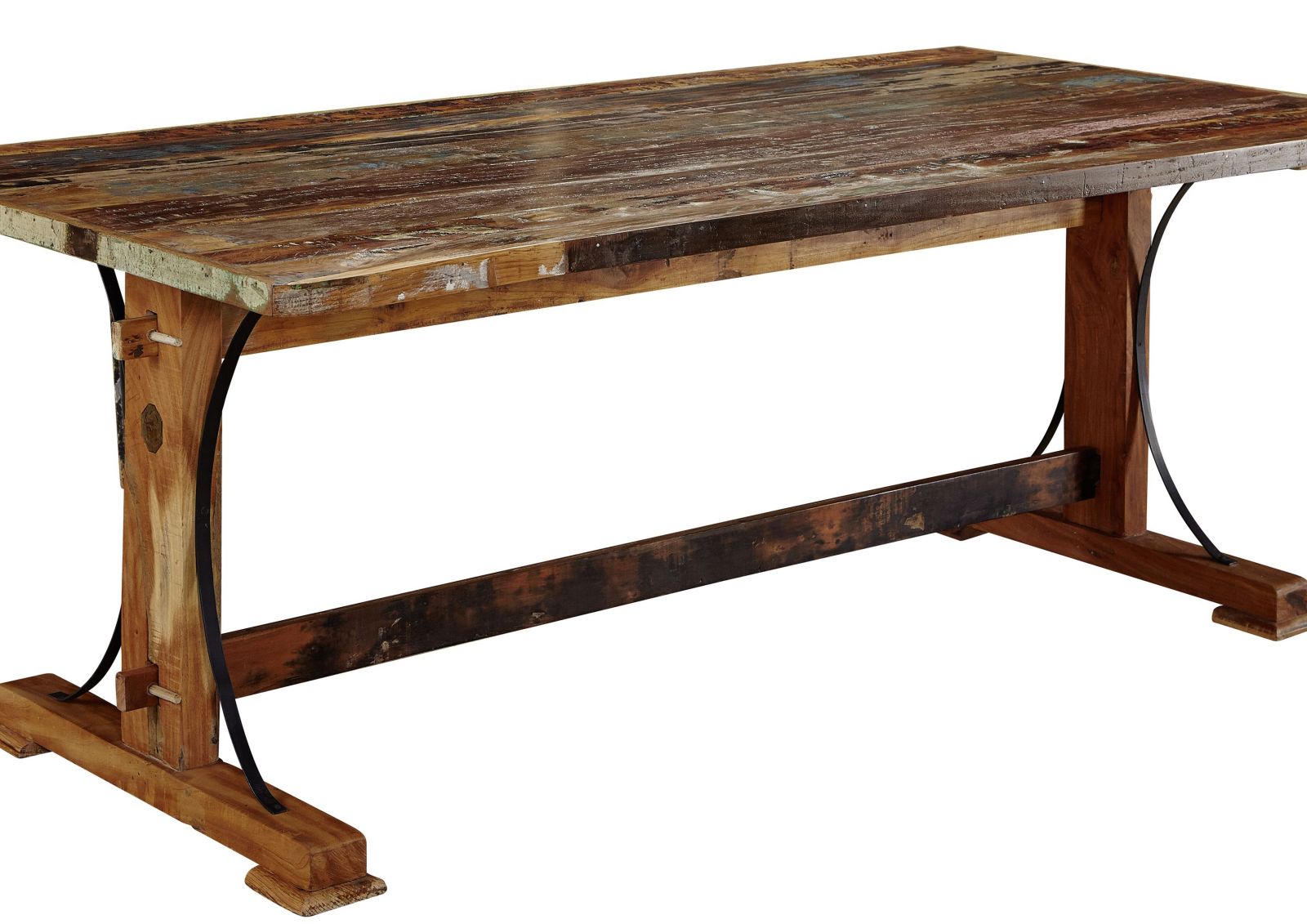 Massivmoebel24 - Table À Manger 160x90 Bois De Récupération Laqué Multicolore Nature Of Spirit 10