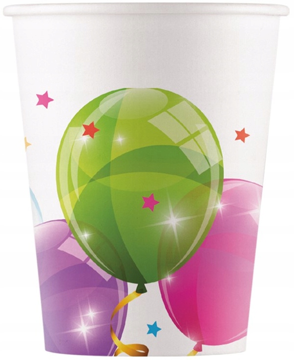 Procos Becher Luftballons Geburtstagsballons 200ml 8 Stück.