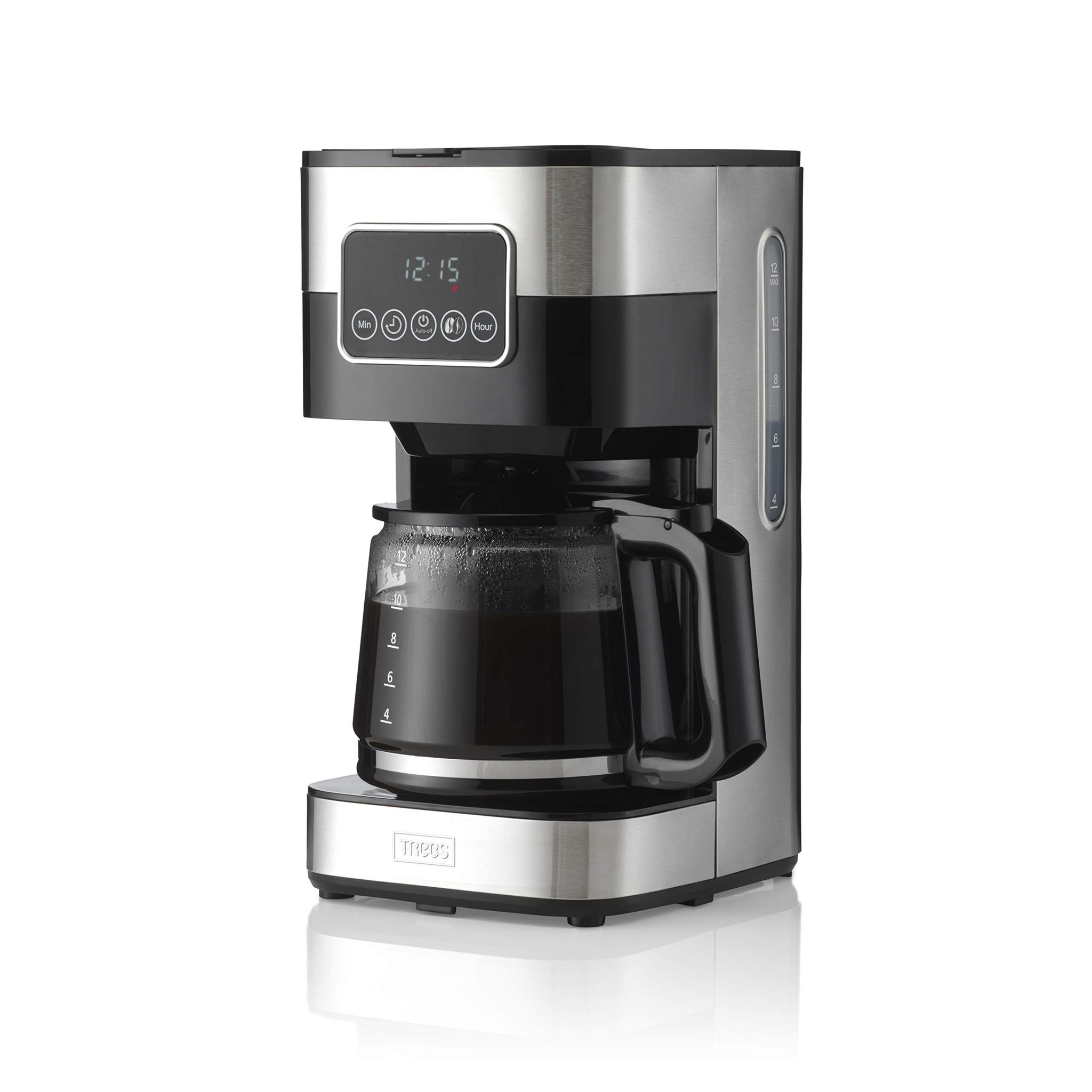 Trebs 1.5L Filter Coffee Machine, 900W Coffee Maker for up to 12 Cups, with Aroma Setting, Automatic Switch-Off, Anti-Drip, Keep Warm Function and Reus