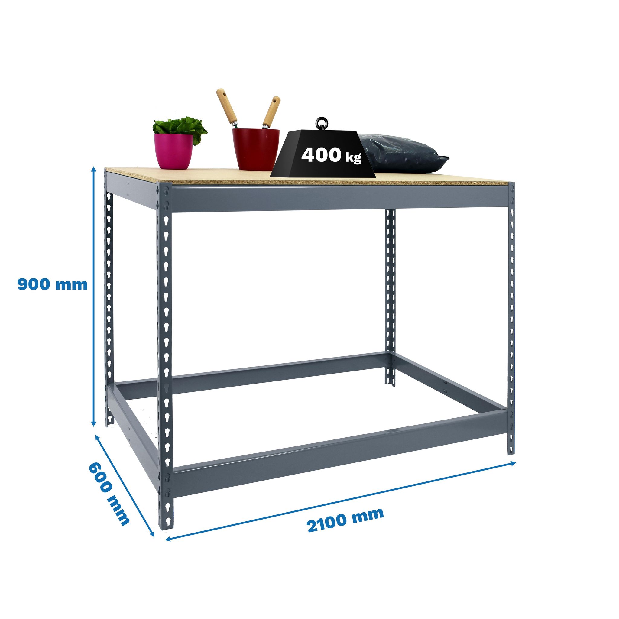 SIMONRACK Werkbank SIMONWORK BASIC 1 Stahl/Holz 210x60x90 cm grau - Bild 3