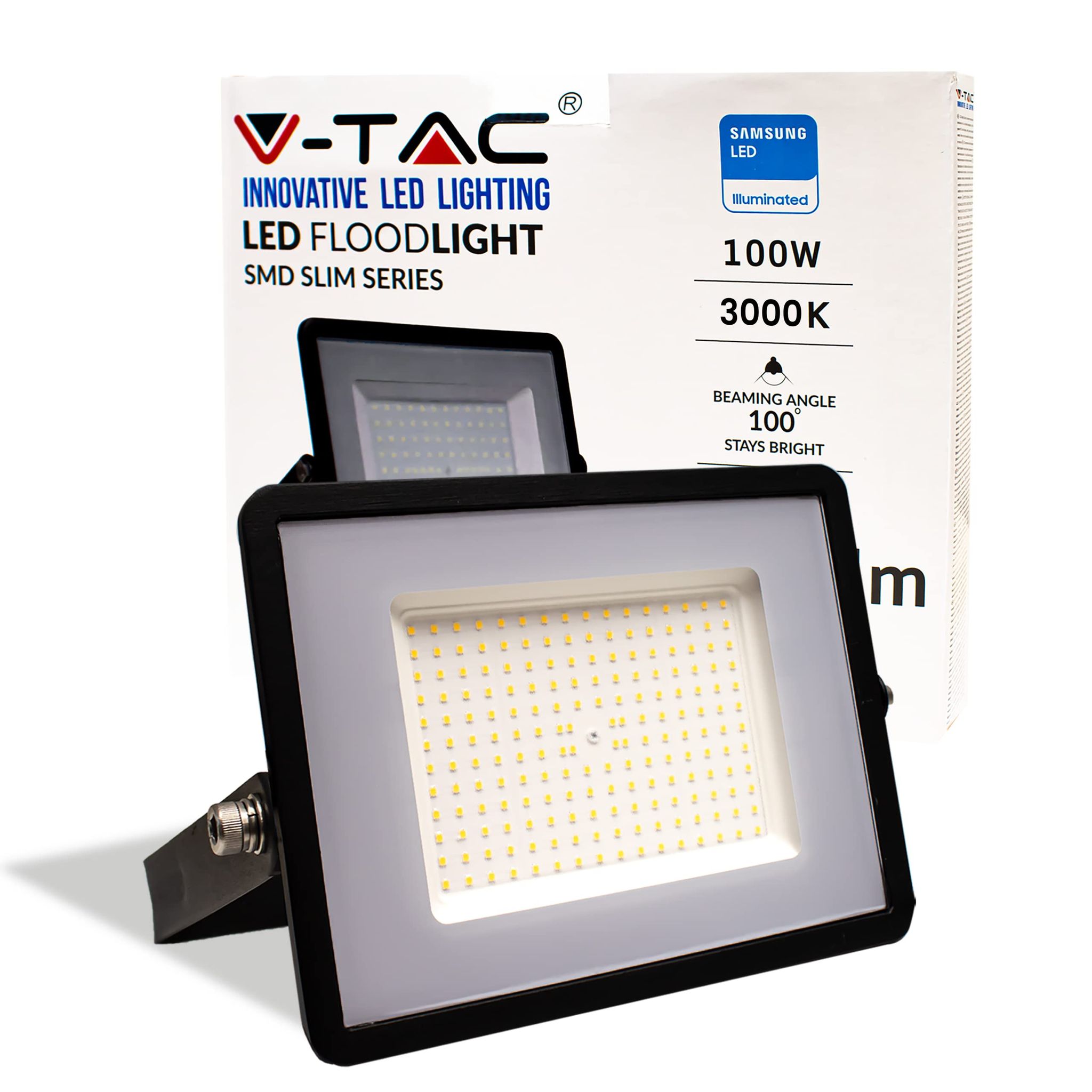 Faro Led Da Esterno 100w Con Chip Samsung - [ultima Generazione] - Ip65-8200 Lumen - Proiettore Led Esterno Nero Per Casa, Giardino, Garage - Impermeabile - Fari - Luce Bianca Naturale - V-tac