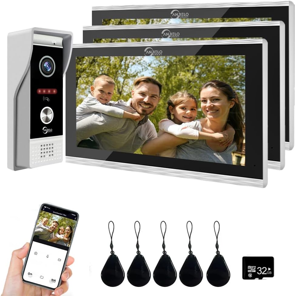 Videocitofono Tuya (cablato), Videocitofono 1080p Con Touch Screen Da 10', Supporta Rilevamento Del Movimento, Più Metodi Di Sblocco, 3 Monitor