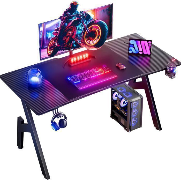 Bureau - Ecofurnix - 140 X 60 X 74 Cm - Surface Fibre De Carbone