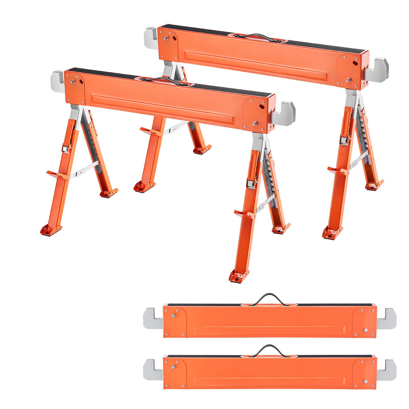 Chevalets de sciage pliants YUDO, lot de 2, capacité 816,5 kg, pieds renforcés antidérapants, hauteur réglable